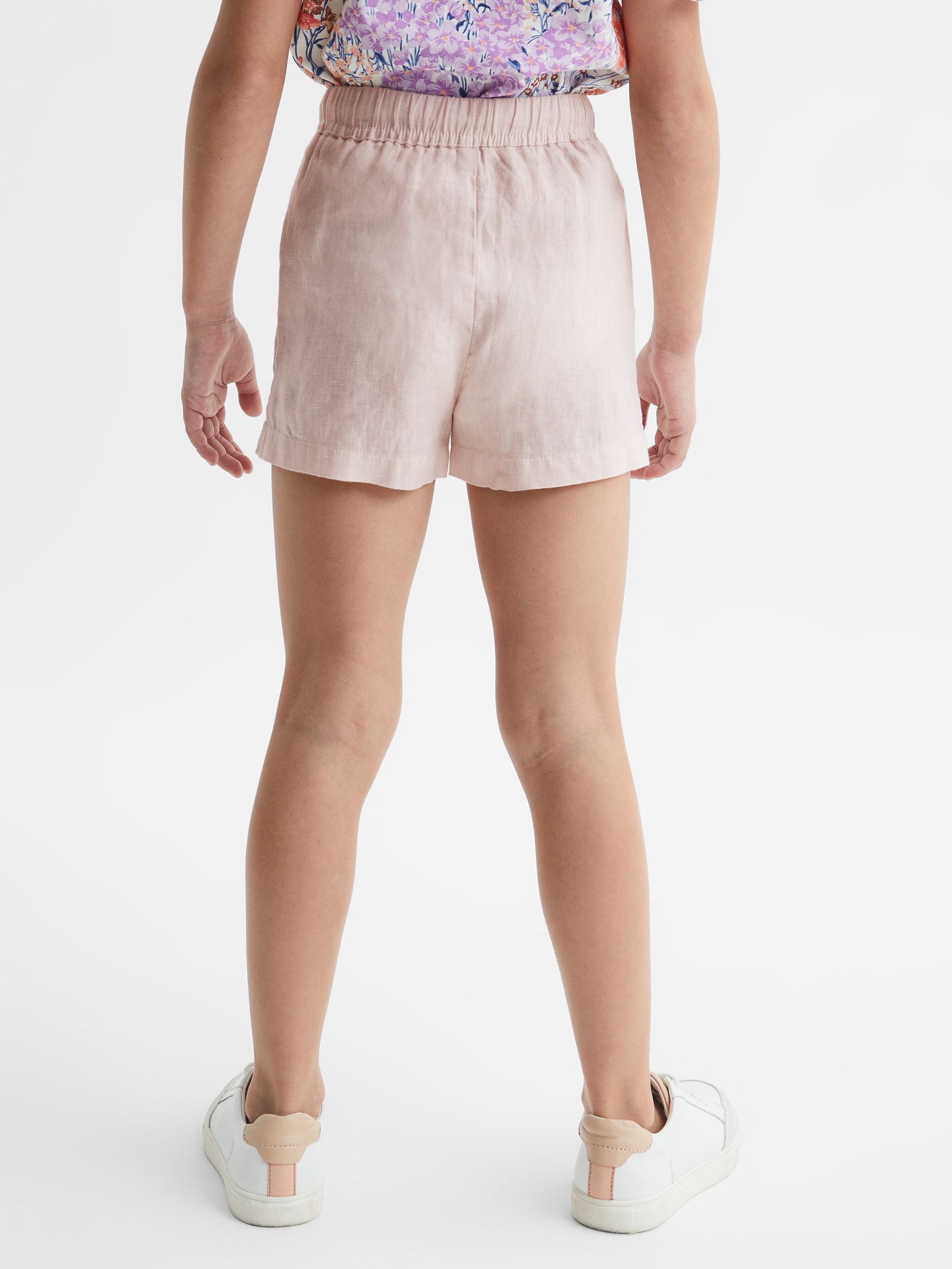 4-9 yrs Linen Drawstring Shorts in Soft Pink - Image 5 of 6