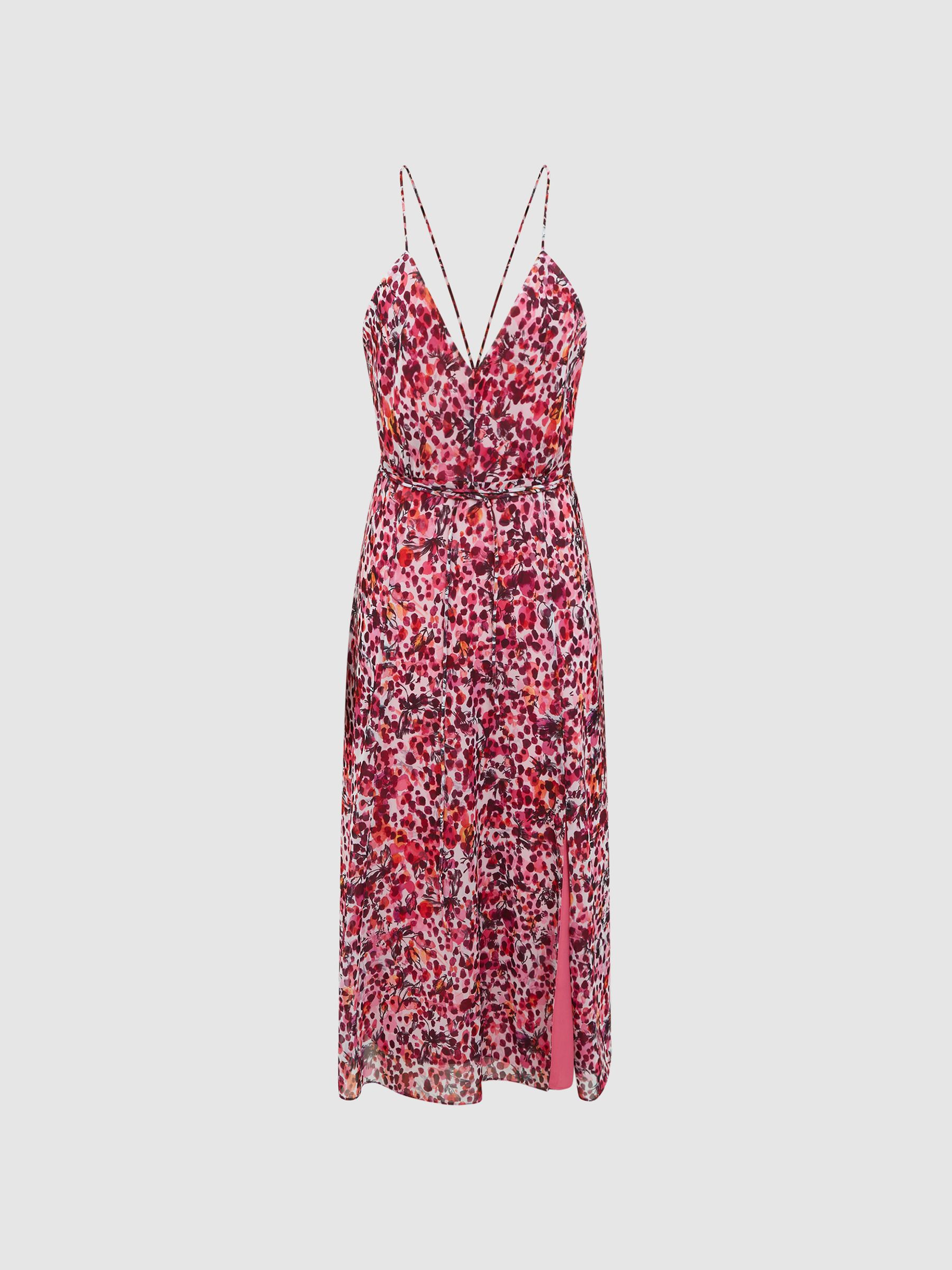 Petite Floral Printed Midi Dress in Pink - Image 2 of 7