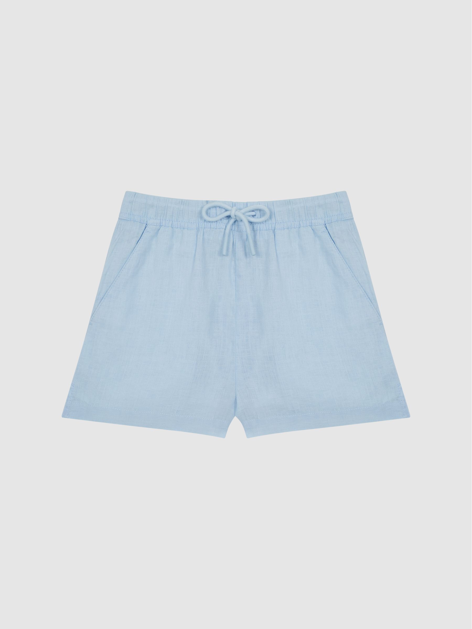 4-9 yrs Linen Drawstring Shorts in Ice Blue - Image 2 of 6