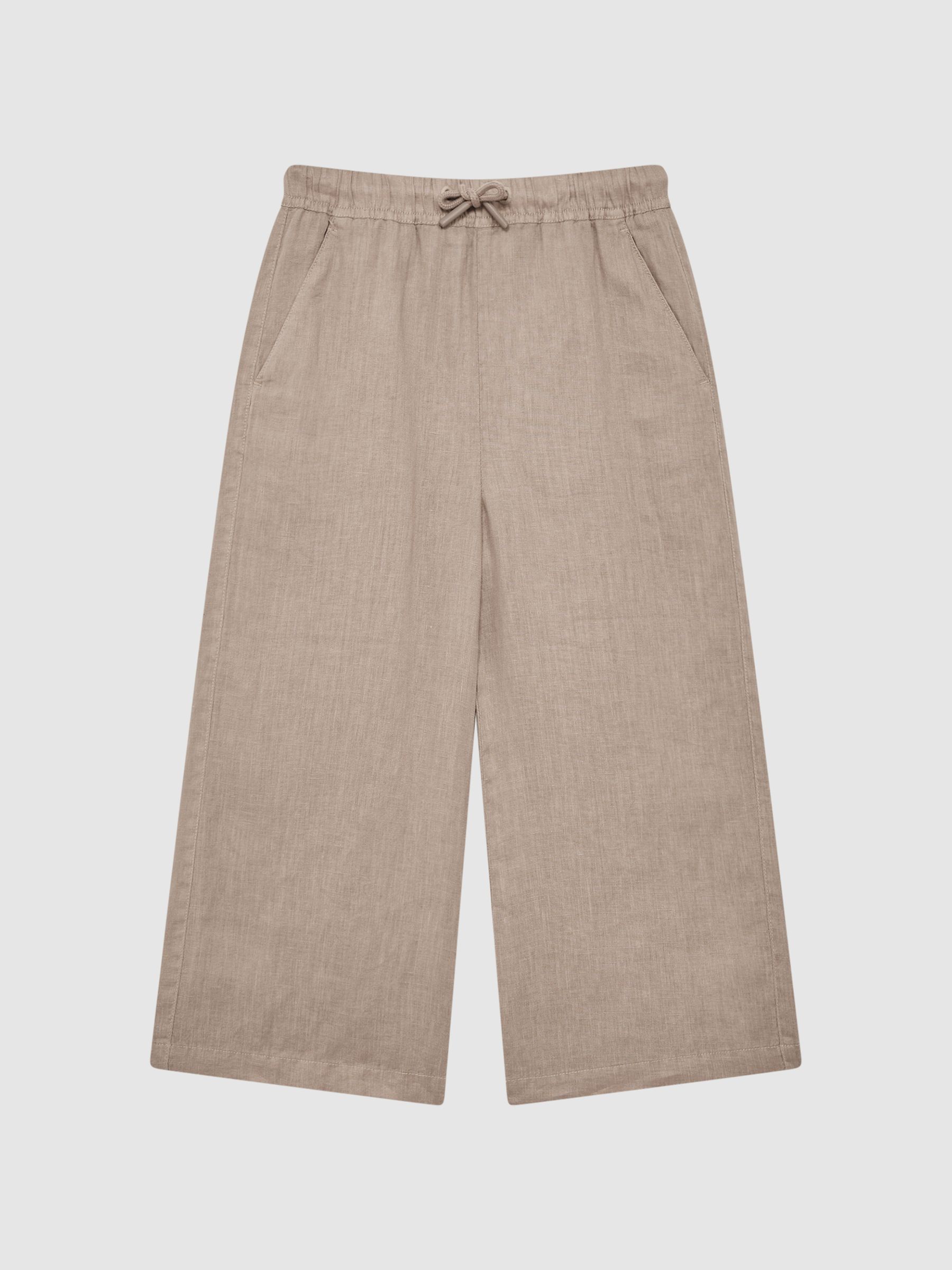 9-12 yrs Linen Drawstring Trousers in Mink - Image 2 of 6 9-12 yrs Linen Drawstring Trousers in Mink - Image 2 of 6
