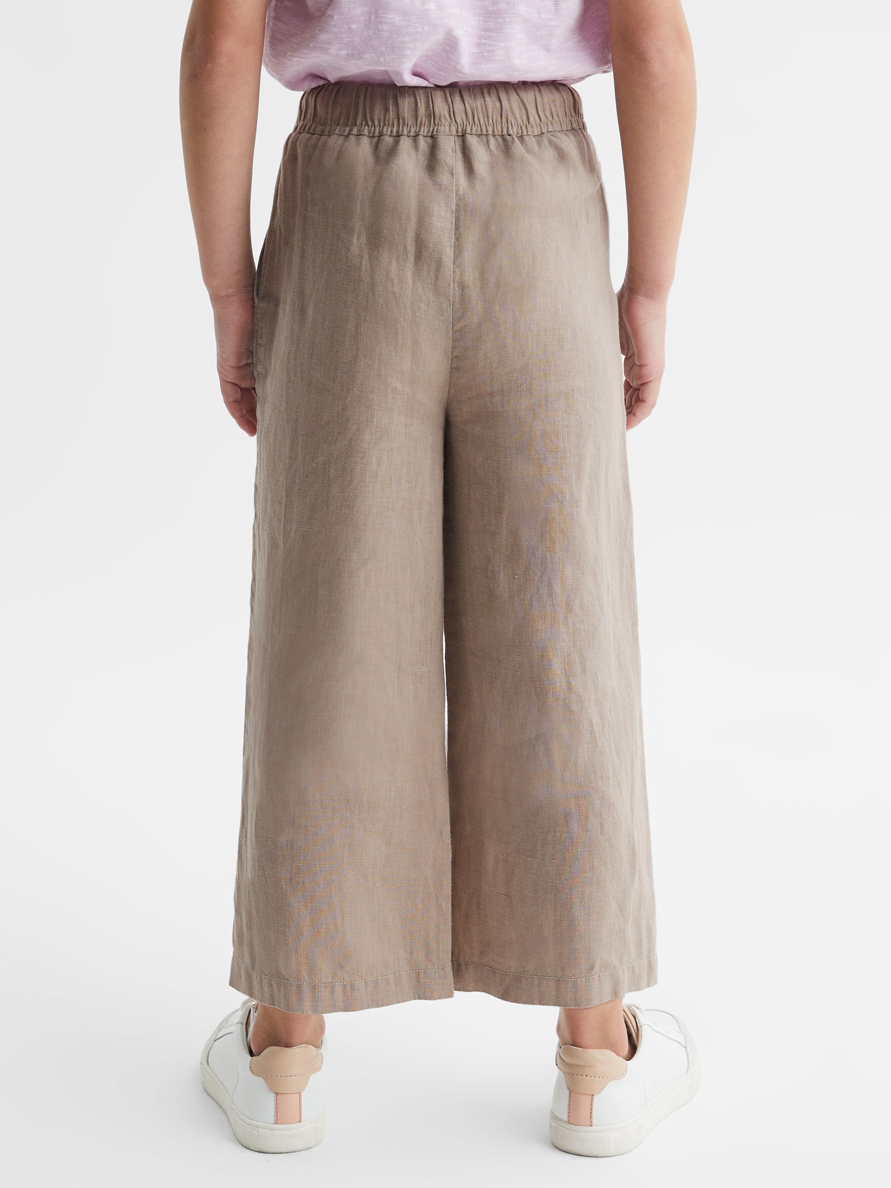 9-12 yrs Linen Drawstring Trousers in Mink - Image 5 of 6