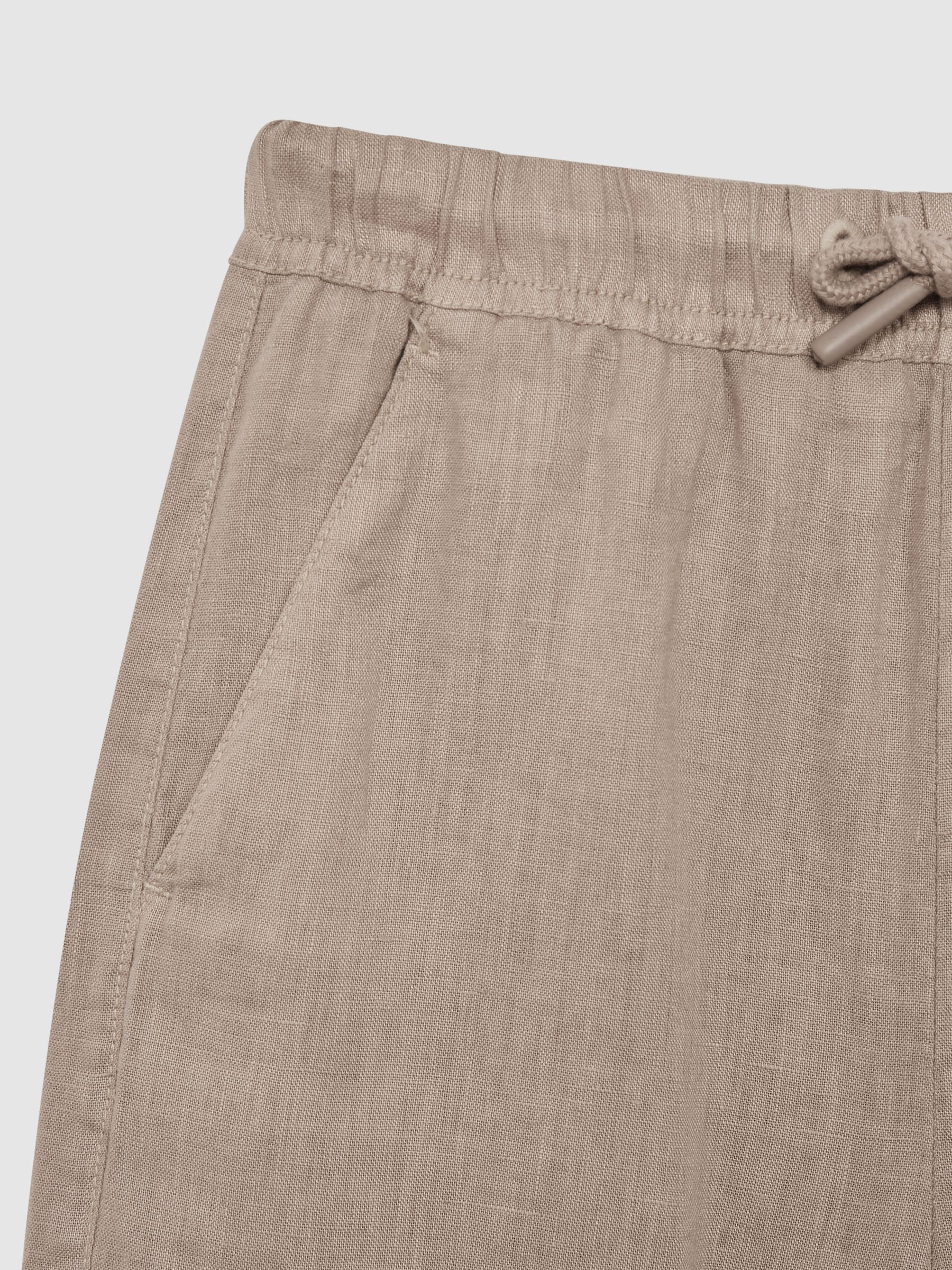 9-12 yrs Linen Drawstring Trousers in Mink - Image 6 of 6