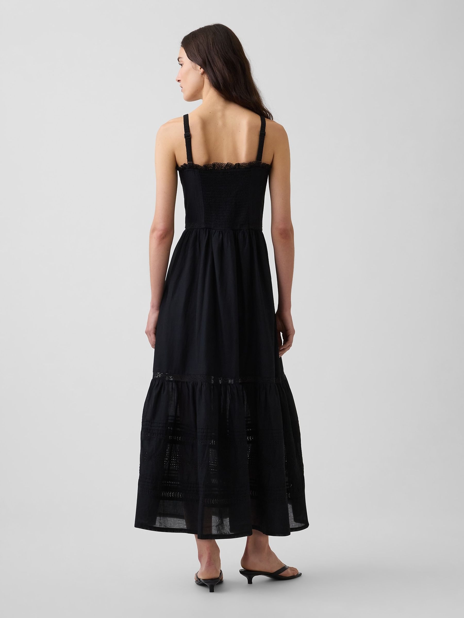 Black Eyelet Tiered Maxi Dress - Image 2 of 4