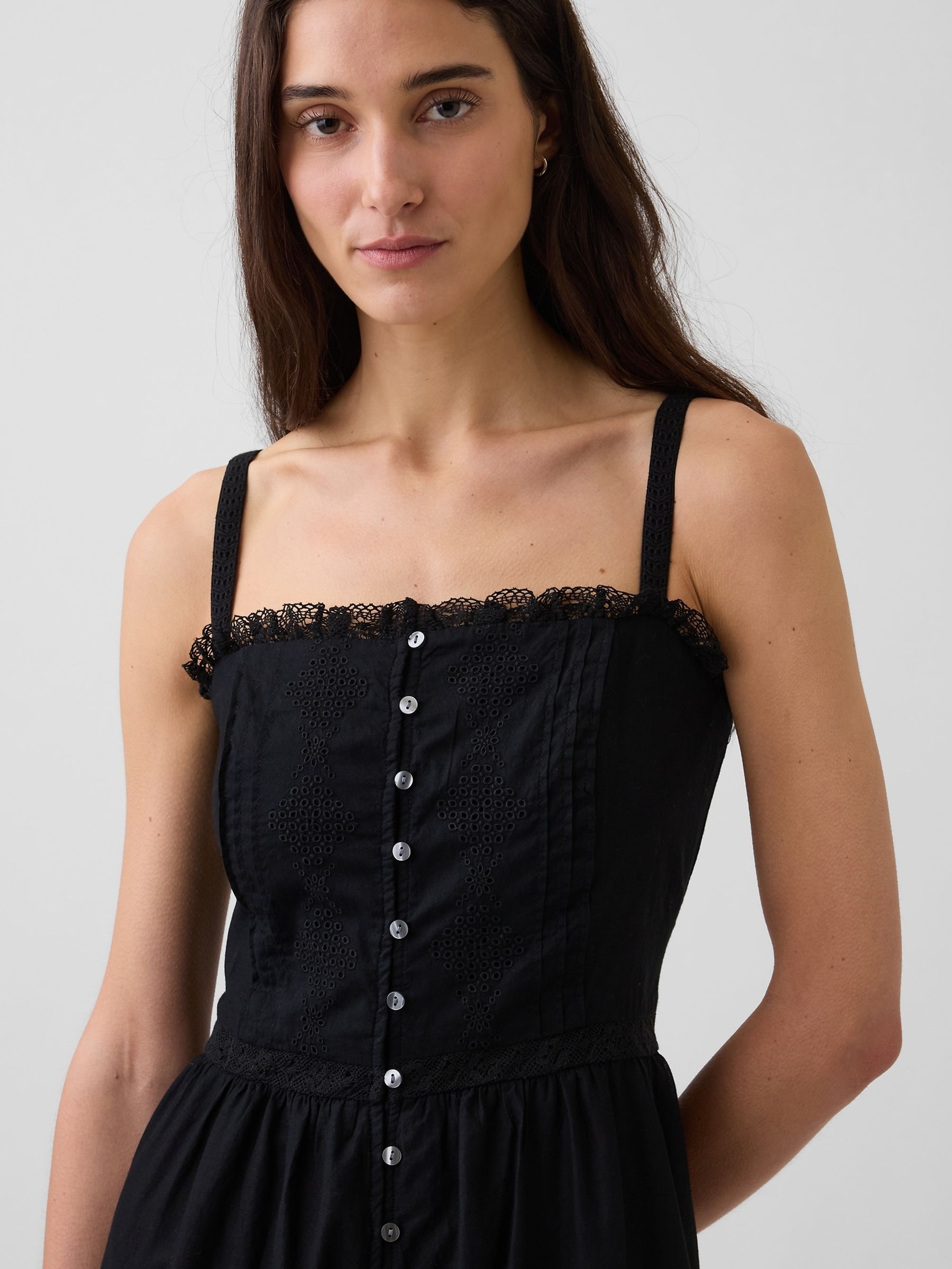 Black Eyelet Tiered Maxi Dress - Image 4 of 4