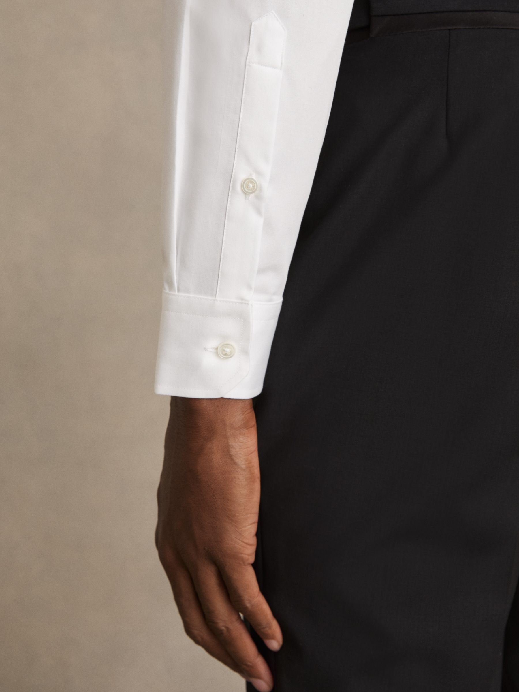 Slim Fit Cotton Marcella Tuxedo Shirt in White - Image 7 of 9