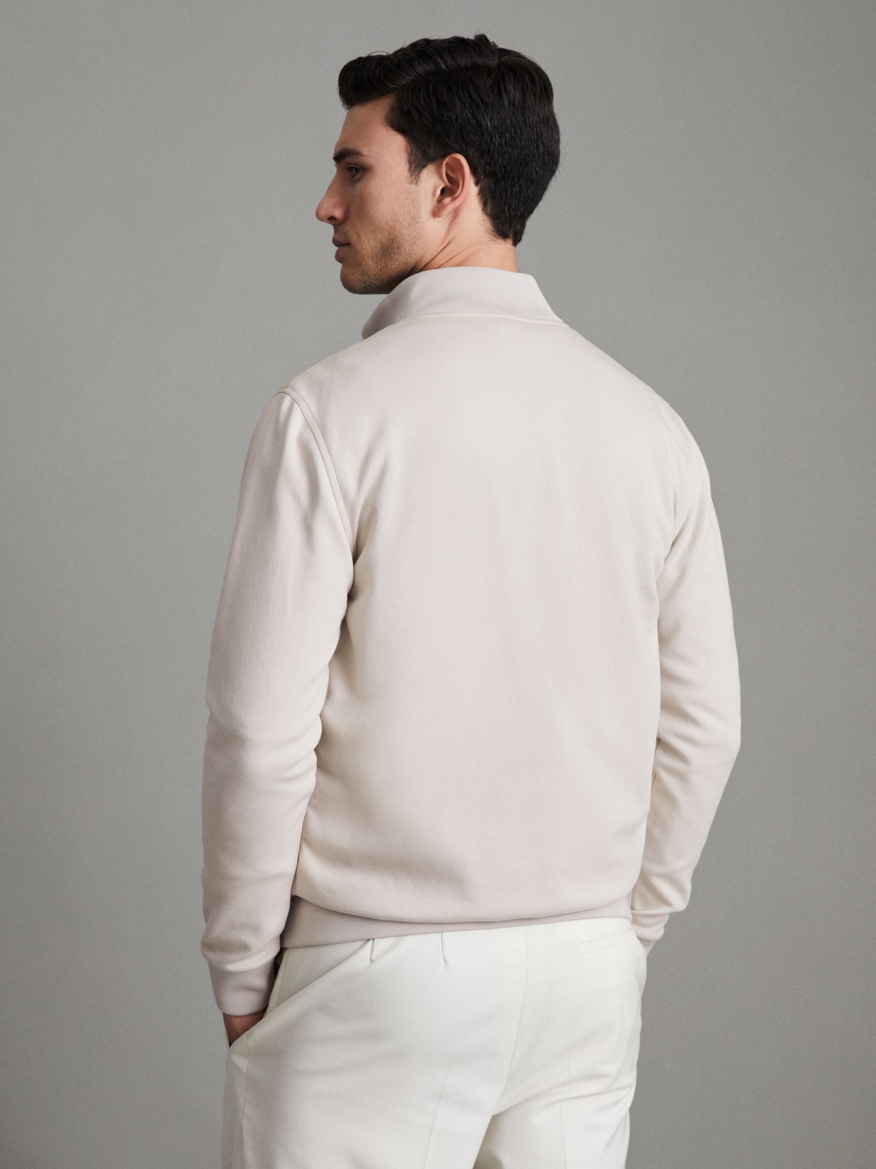 Hybrid Quilt and Knit Zip-Through Jacket in Stone - Image 4 of 7