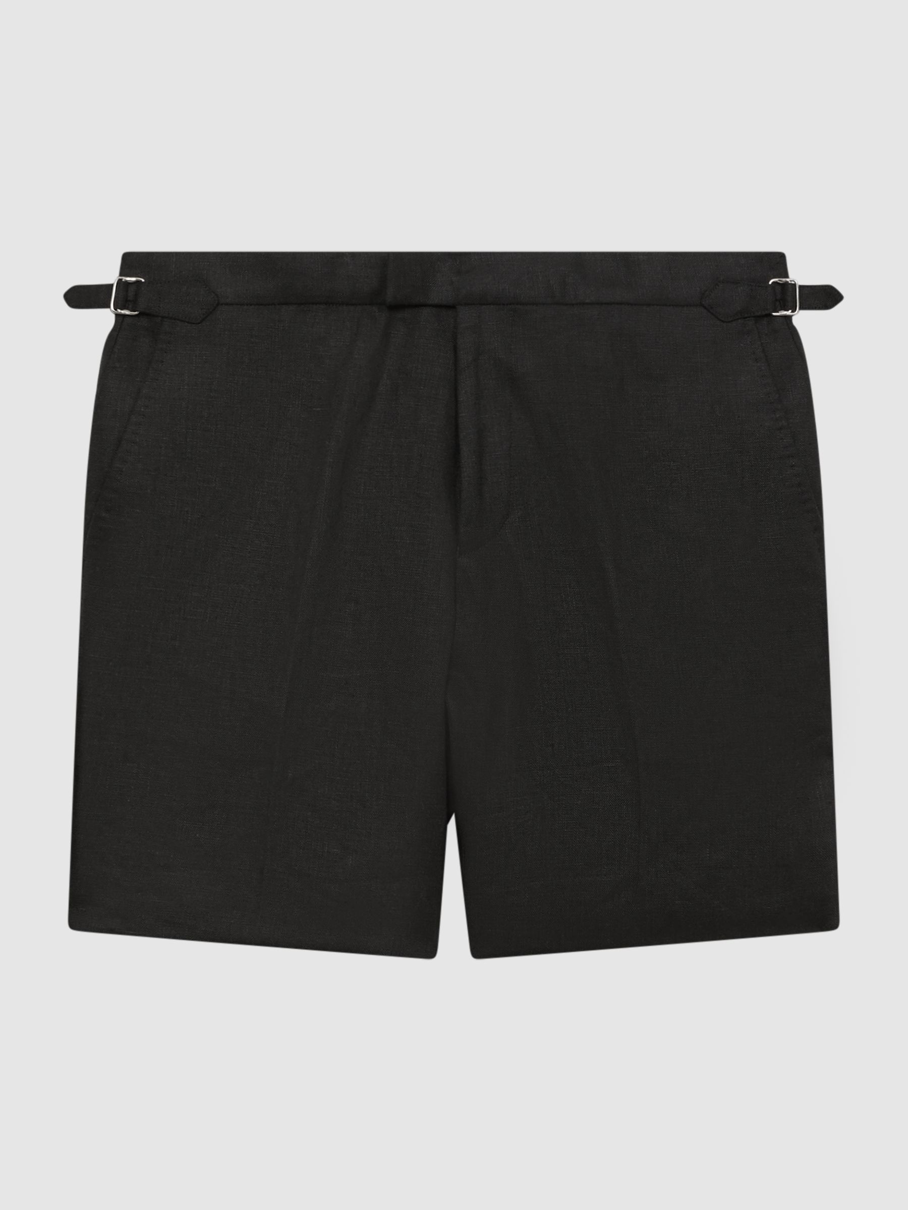 Linen Side Adjuster Shorts in Black - Image 2 of 6