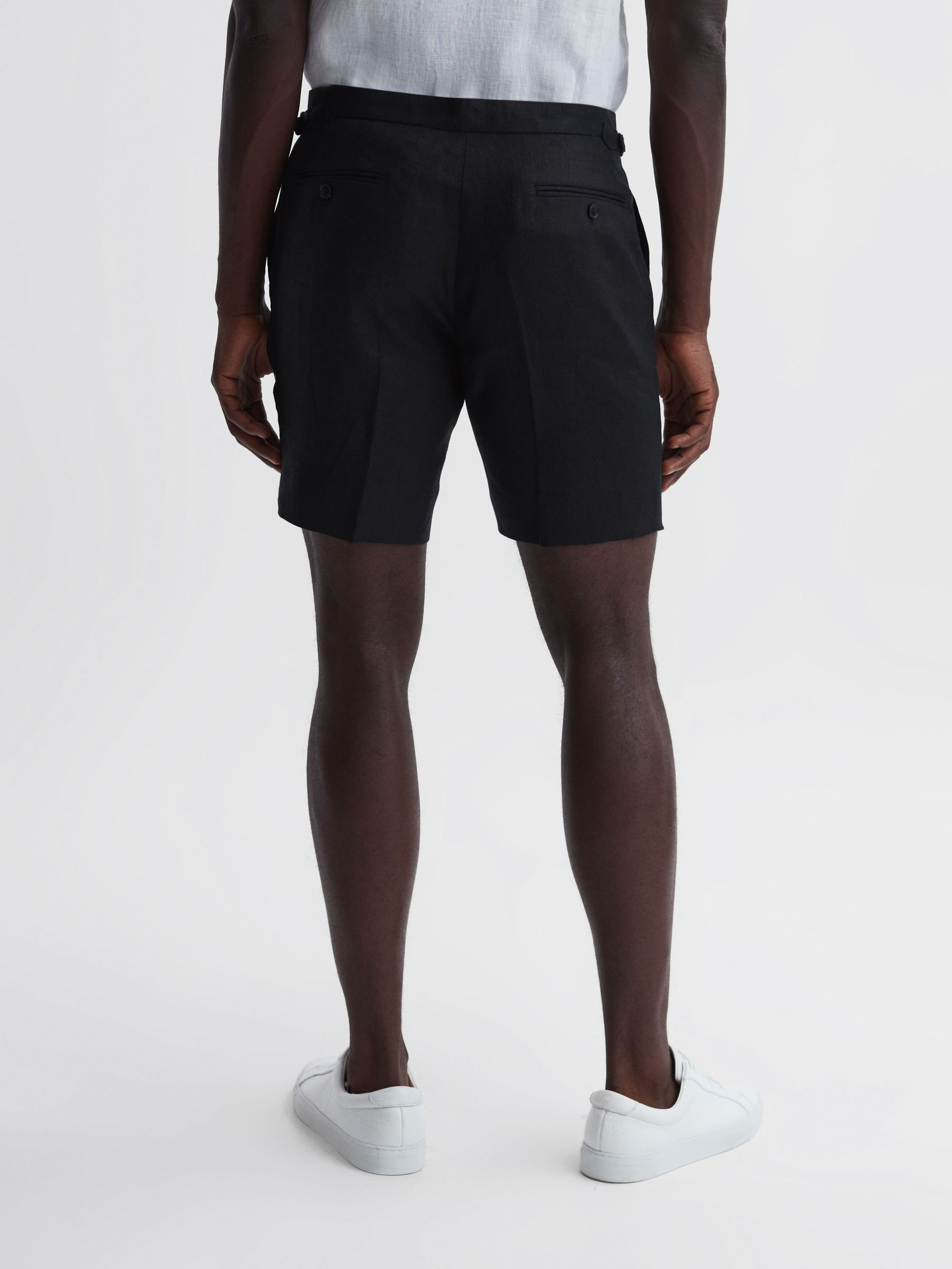 Linen Side Adjuster Shorts in Black - Image 5 of 6