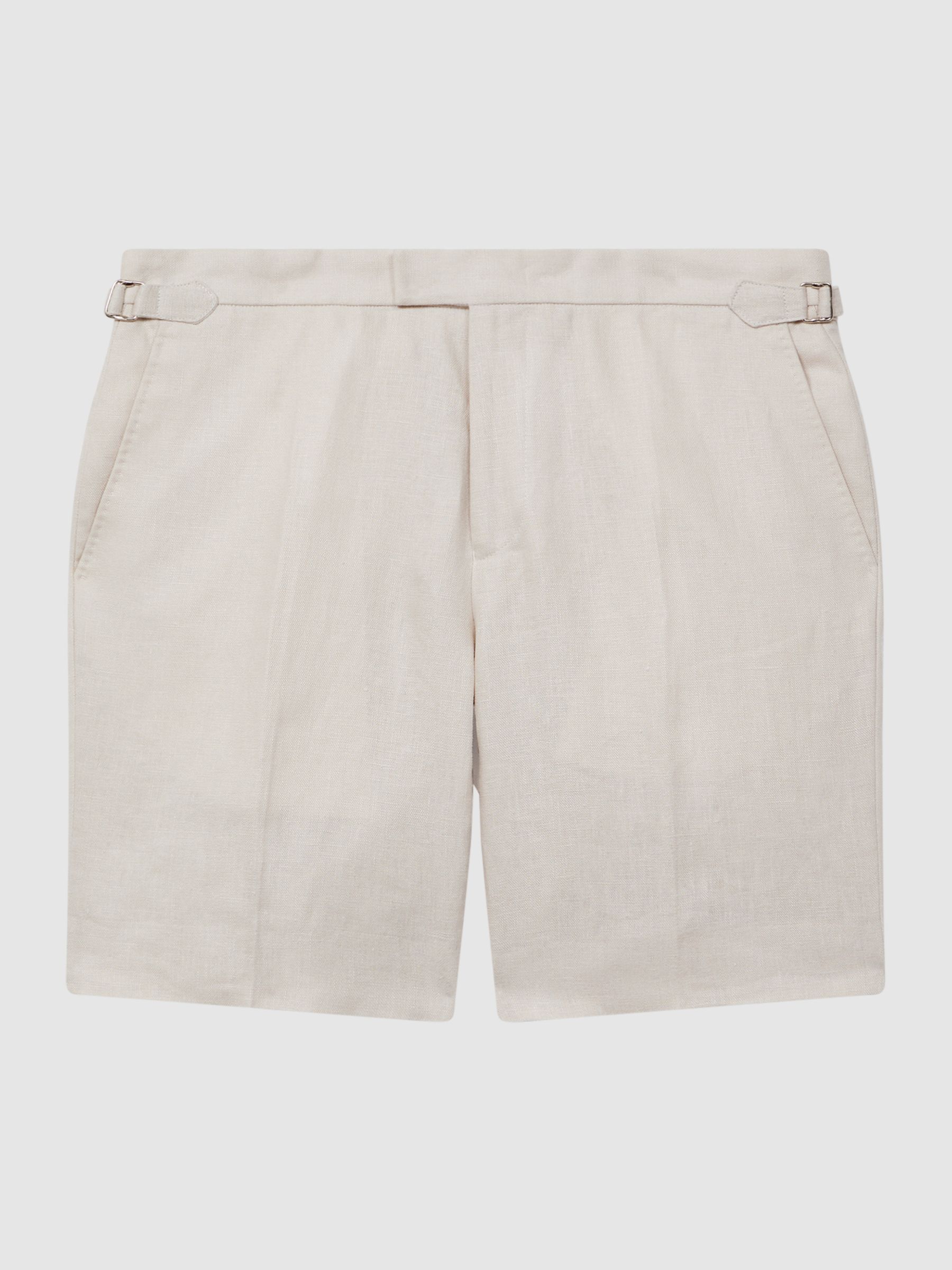Linen Side Adjuster Shorts in Oatmeal - Image 2 of 6