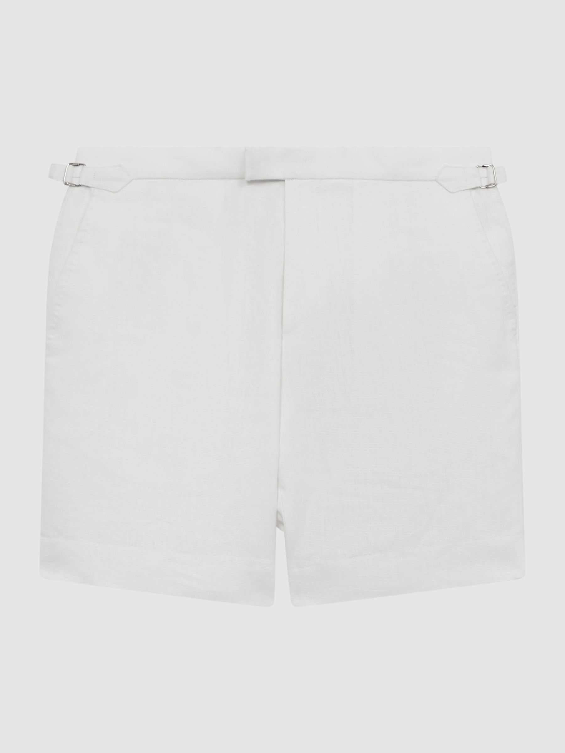 Linen Side Adjuster Shorts in White - Image 2 of 4 Linen Side Adjuster Shorts in White - Image 2 of 4