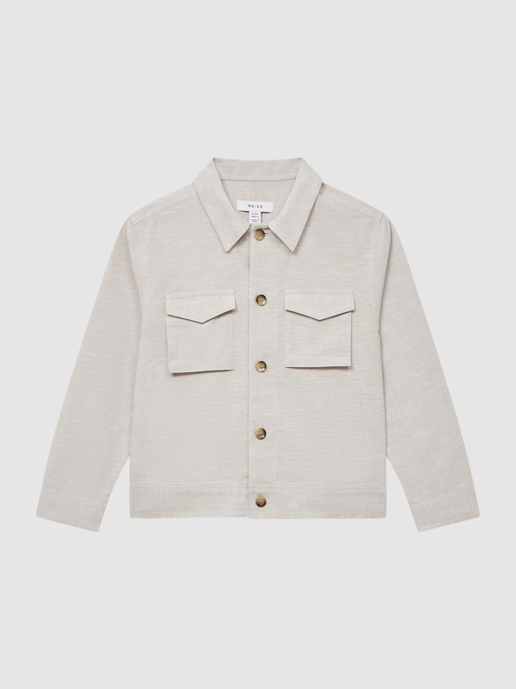 Cotton-Linen Long Sleeved Shirt in Ecru - Image 2 of 7