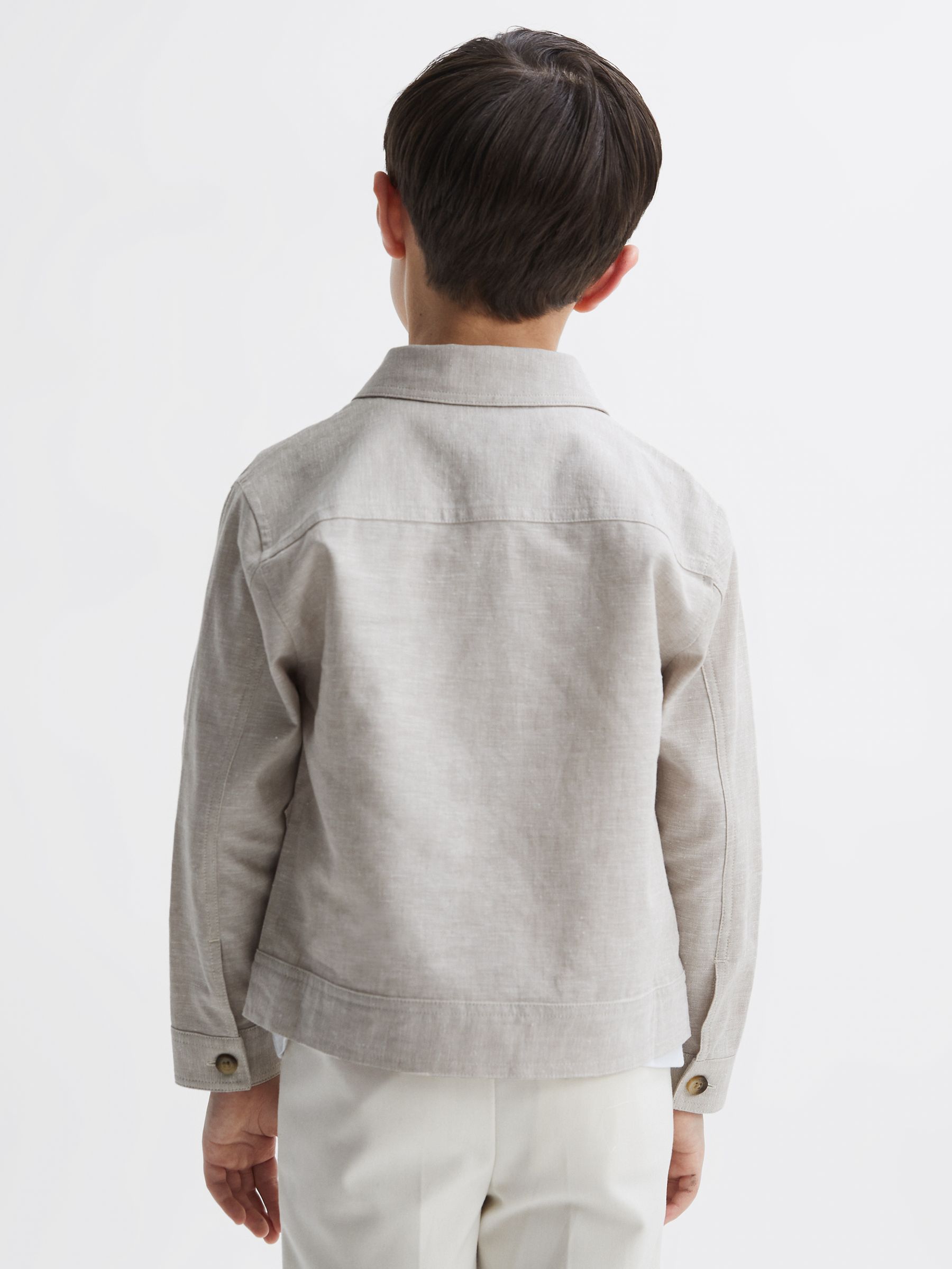 Cotton-Linen Long Sleeved Shirt in Ecru - Image 5 of 7