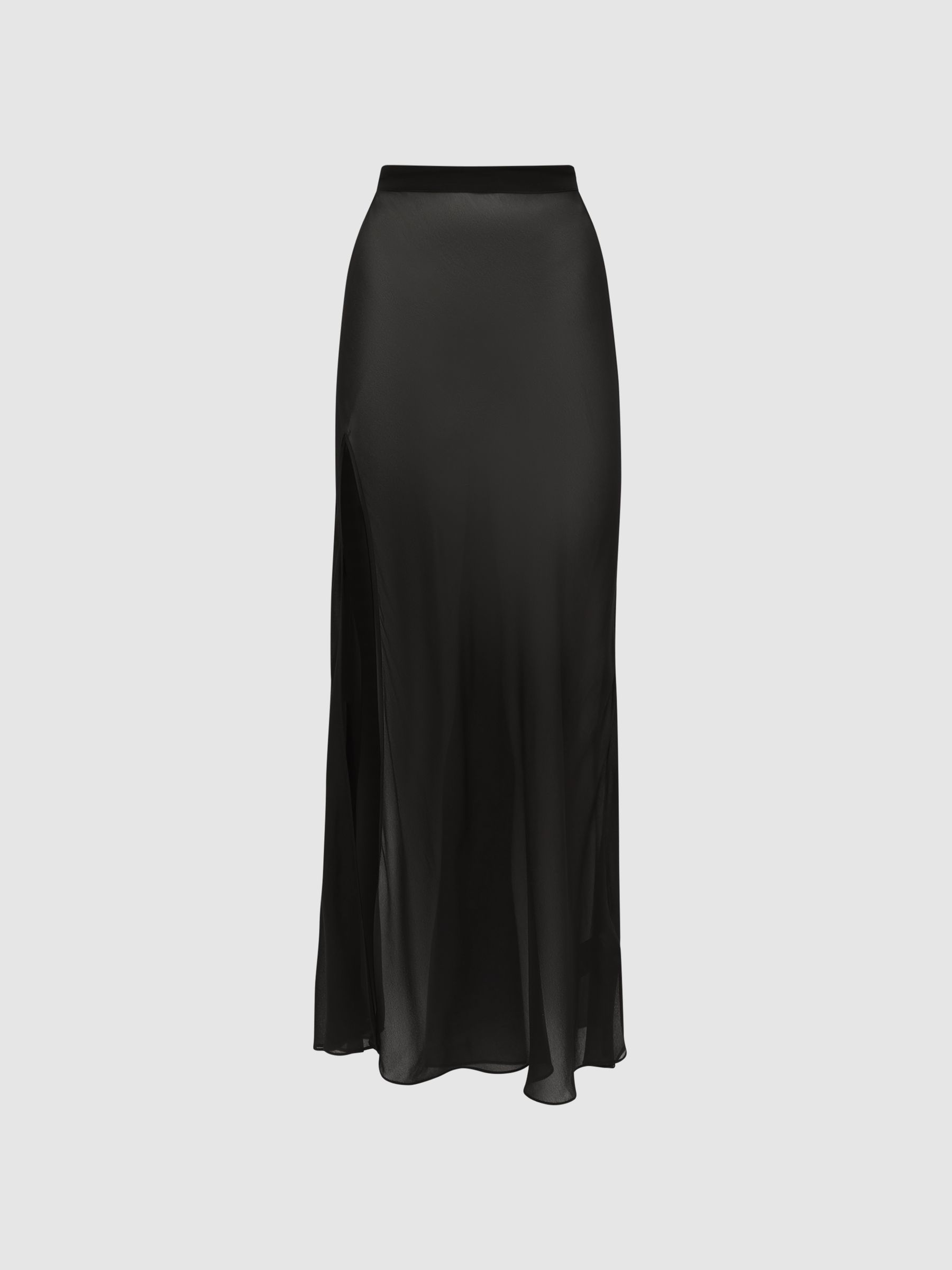Sheer High Rise Midi Skirt in Black - Image 2 of 6