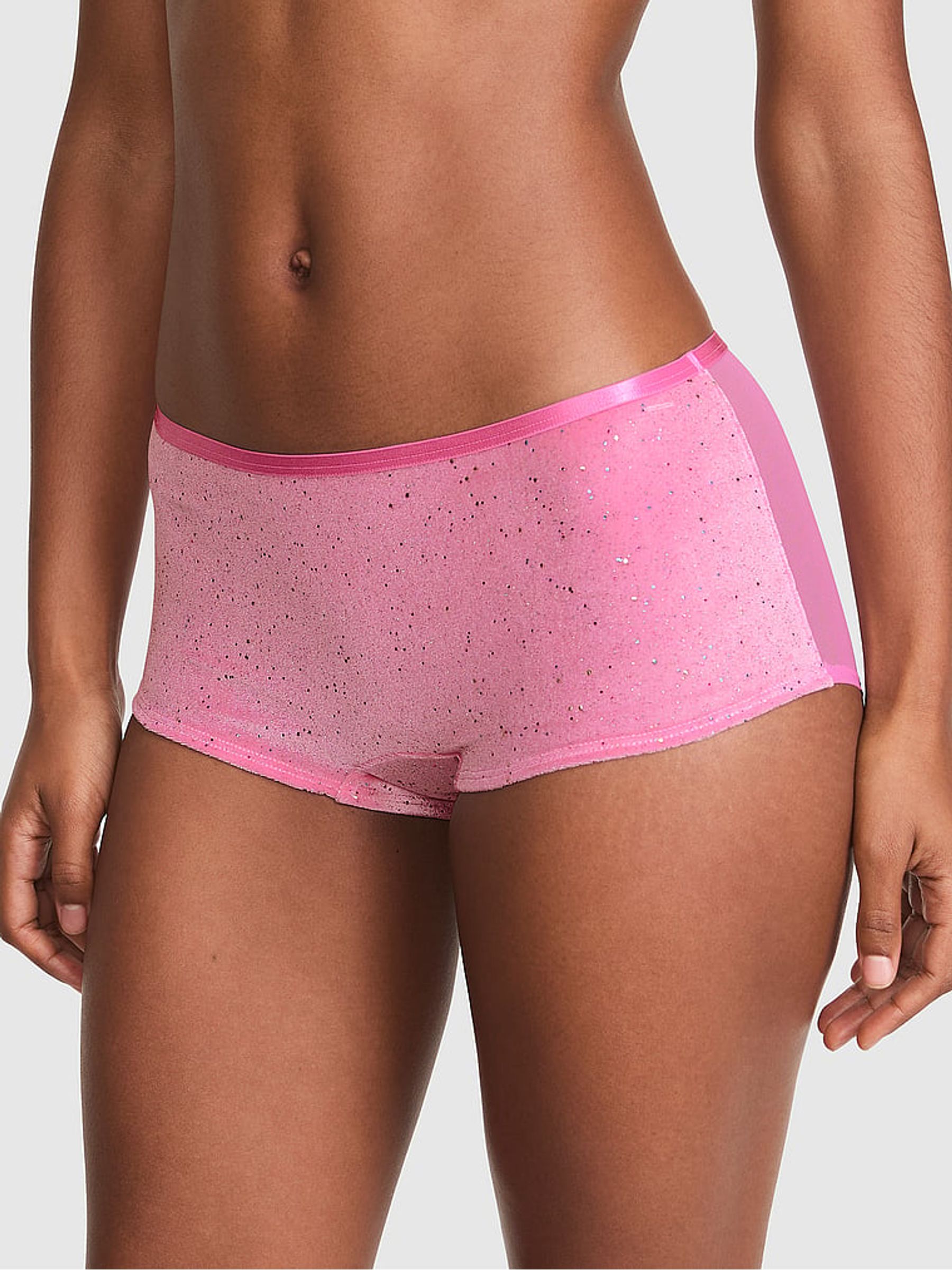 Moonstone Pink Boyshort Confetti Velour Knickers - Image 2 of 3