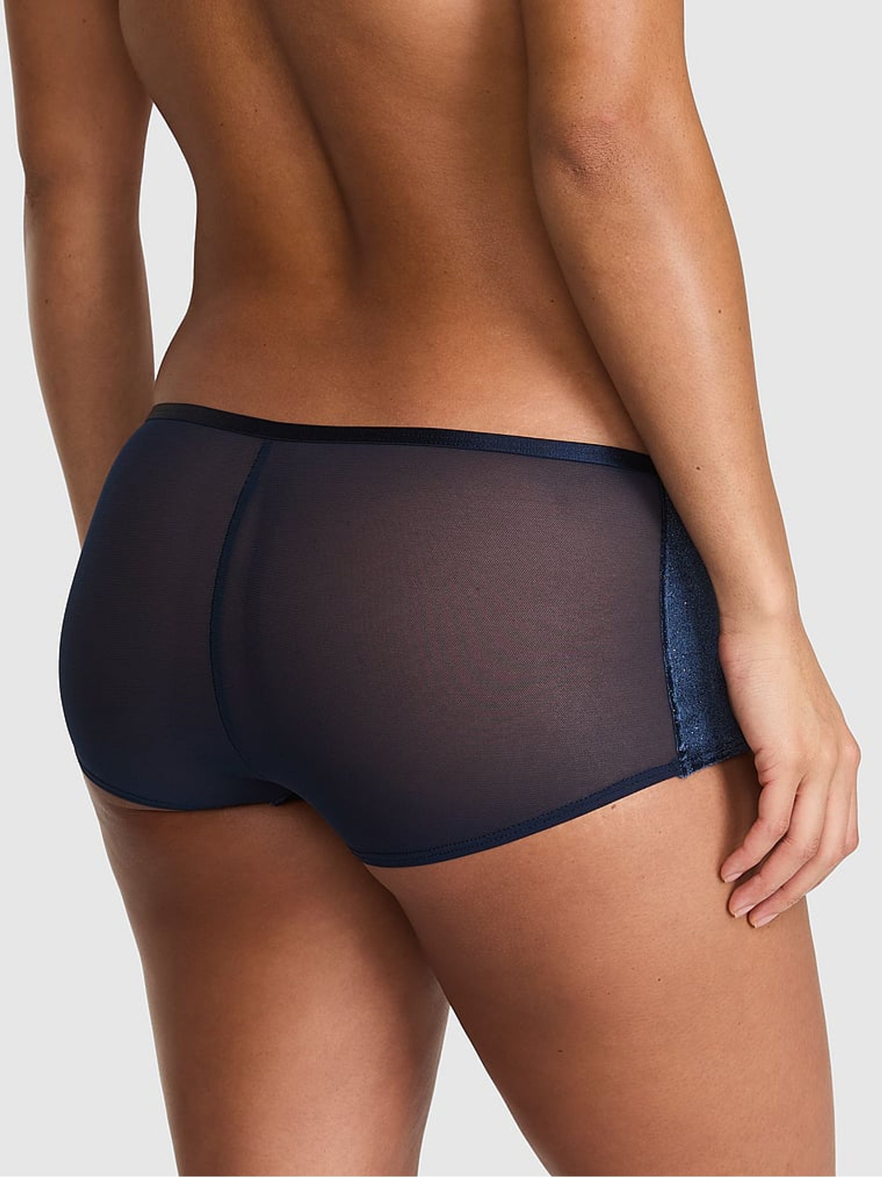 Noir Navy Blue Boyshort Confetti Velour Knickers - Image 2 of 2