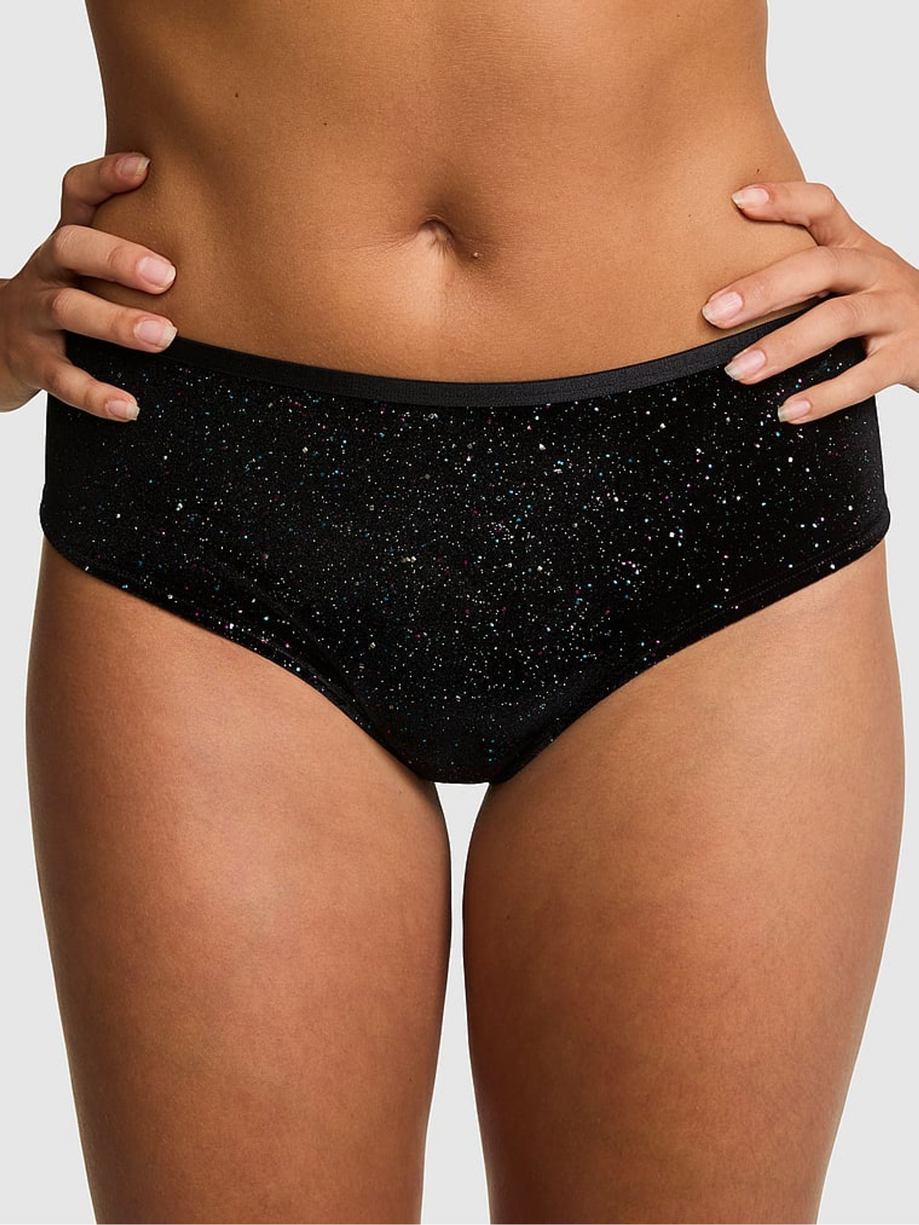 Black Hipster Confetti Velour Knickers - Image 1 of 2 Black Hipster Confetti Velour Knickers - Image 1 of 2