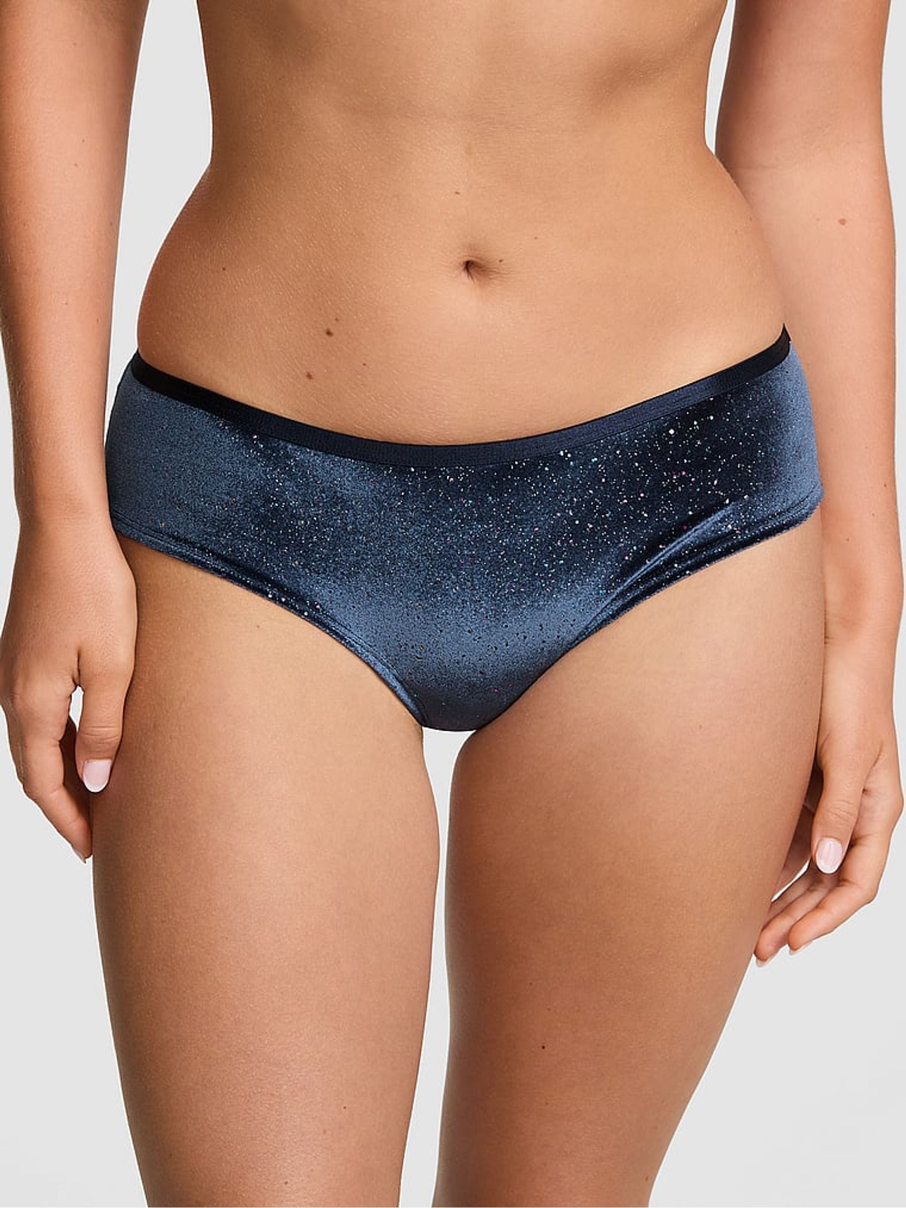 Noir Navy Blue Hipster Confetti Velour Knickers - Image 2 of 3