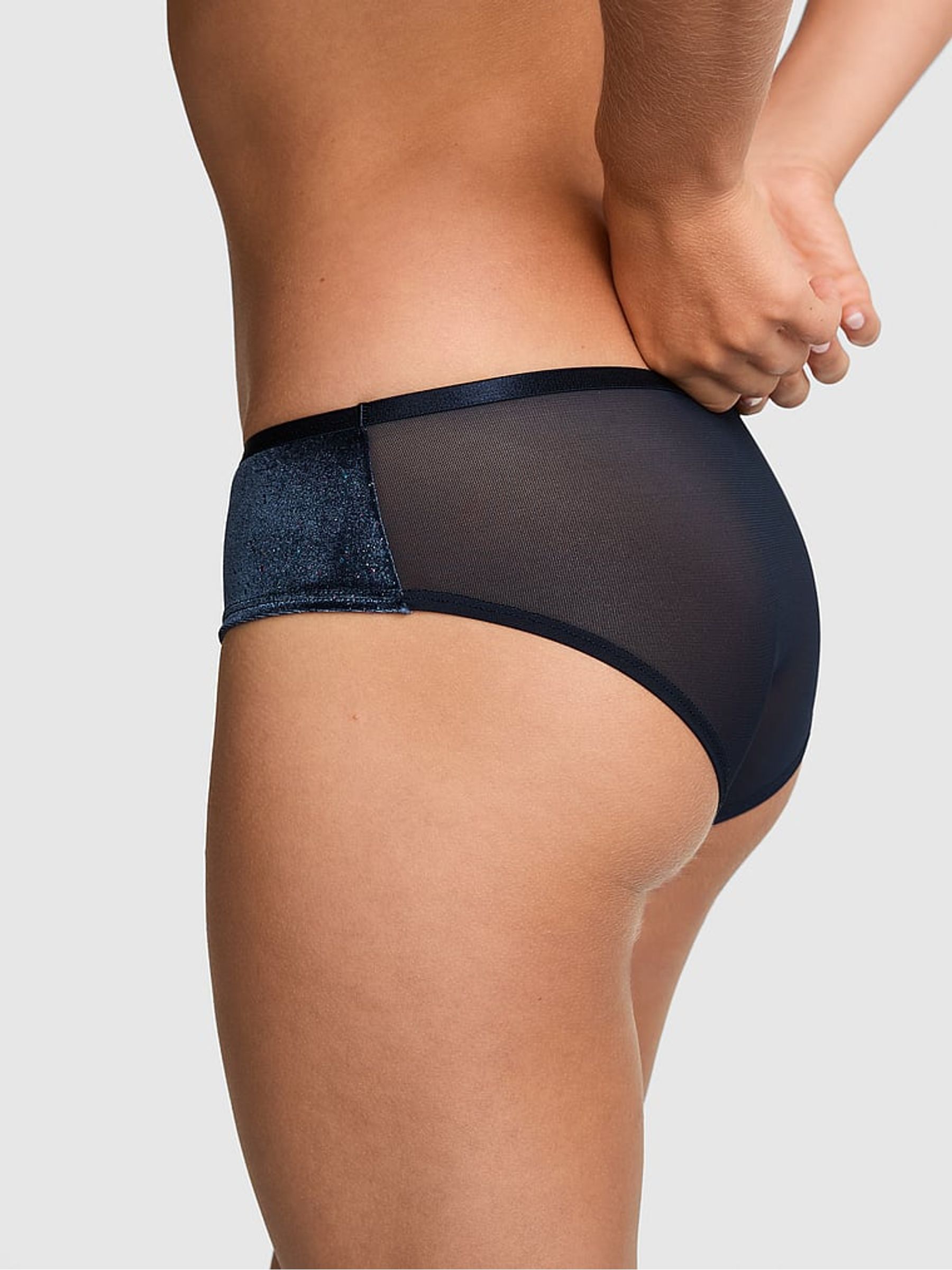 Noir Navy Blue Hipster Confetti Velour Knickers - Image 3 of 3