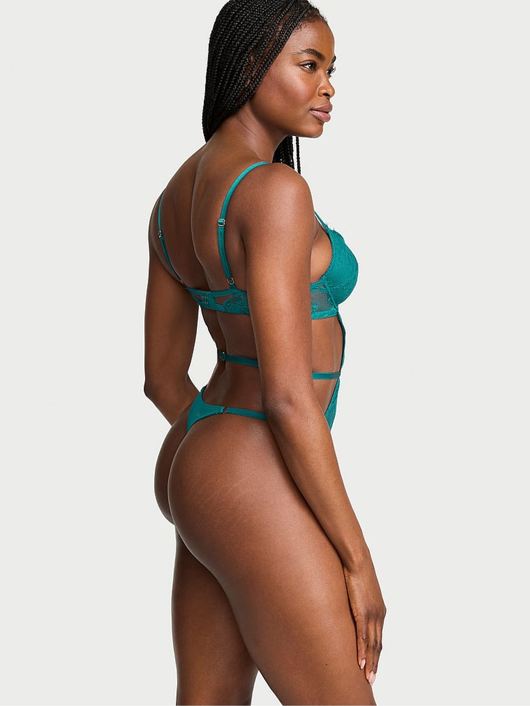 True Teal Blue Lace Lightly Lined Bodysuit - Image 2 of 2