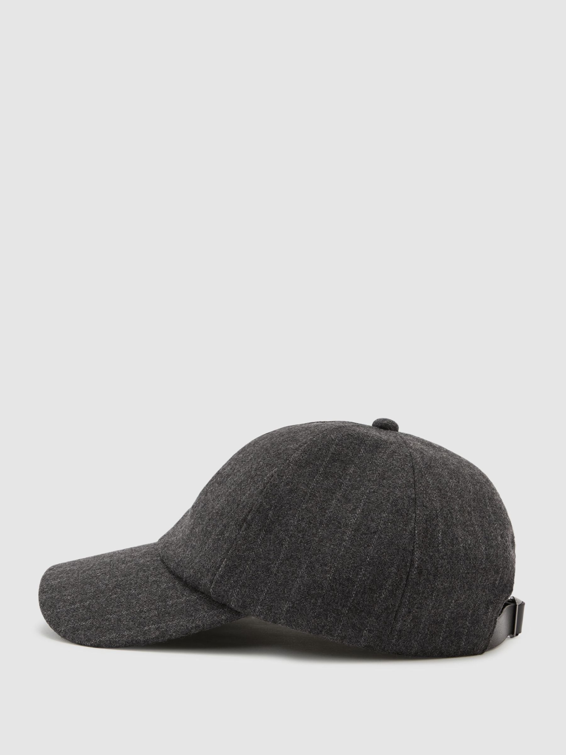 Monogram Pinstripe Baseball Cap in Charcoal Grey - Image 3 of 5