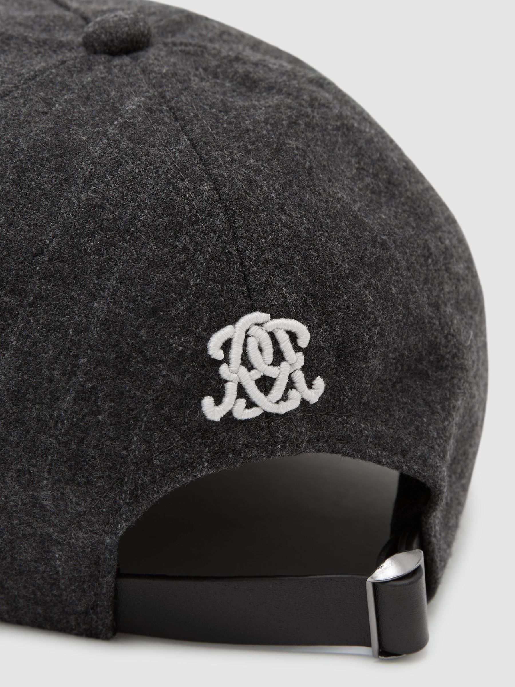Monogram Pinstripe Baseball Cap in Charcoal Grey - Image 5 of 5