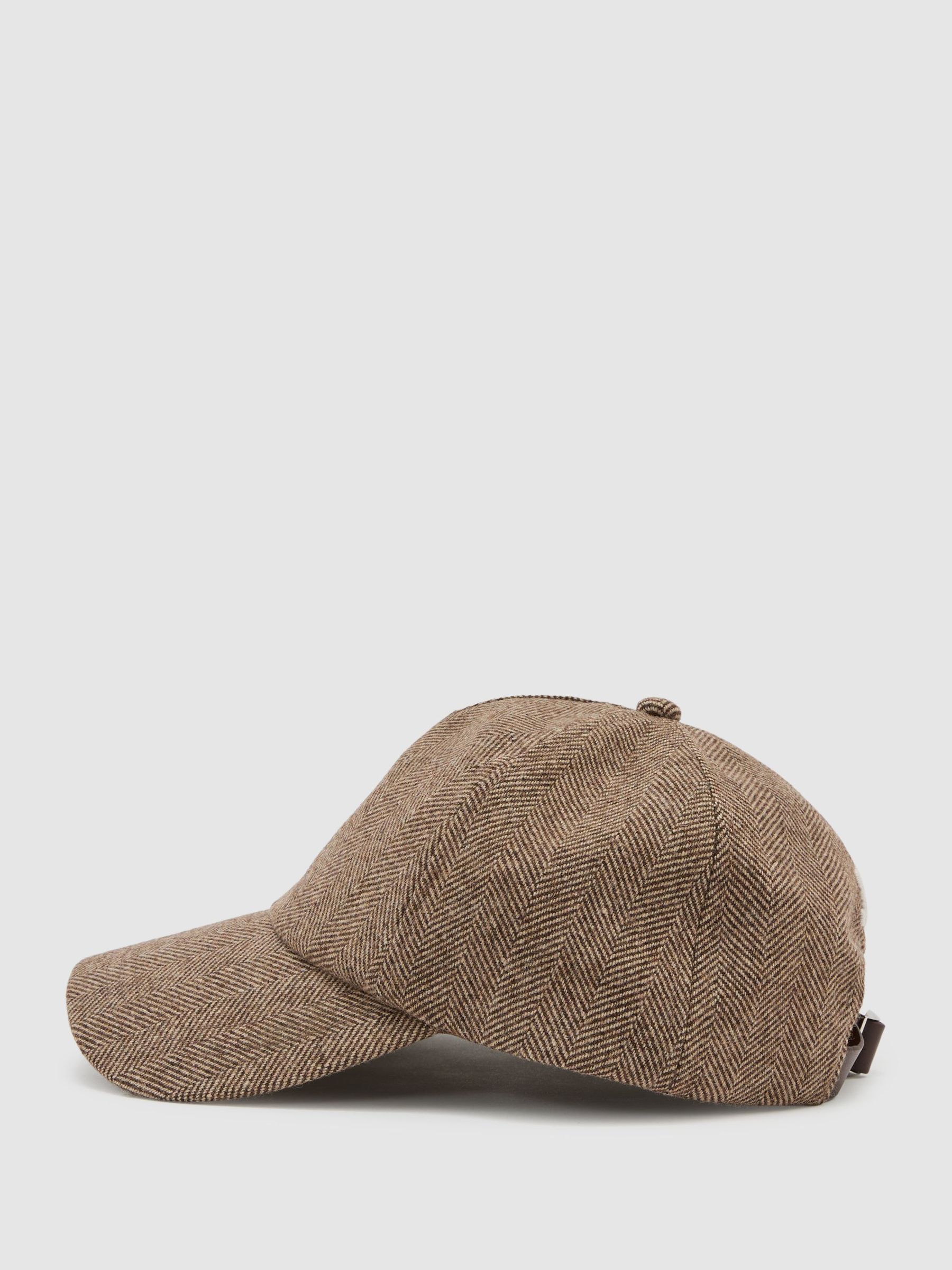 Monogram Wool-Blend Herringbone Baseball Cap in Brown - Image 3 of 6