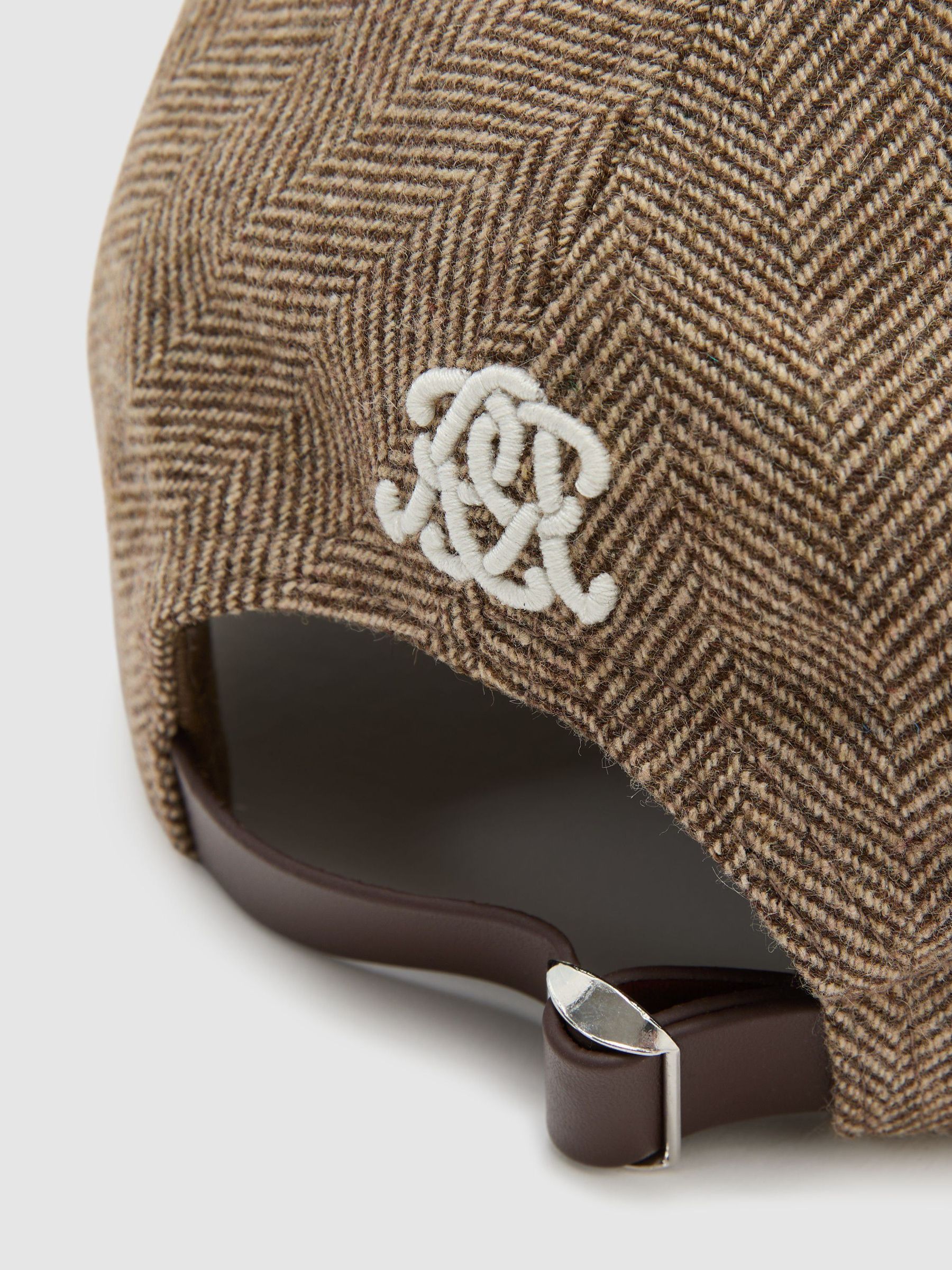 Monogram Wool-Blend Herringbone Baseball Cap in Brown - Image 6 of 6