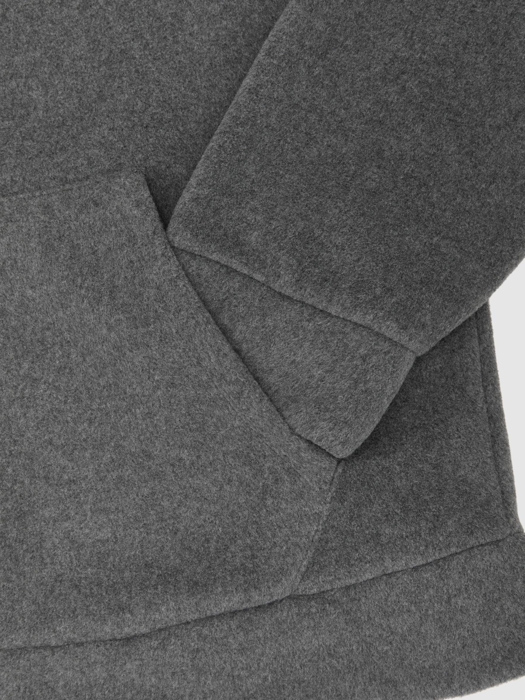 Fleece Relaxed Zip-Through Hoodie in Charcoal Grey - Image 6 of 6