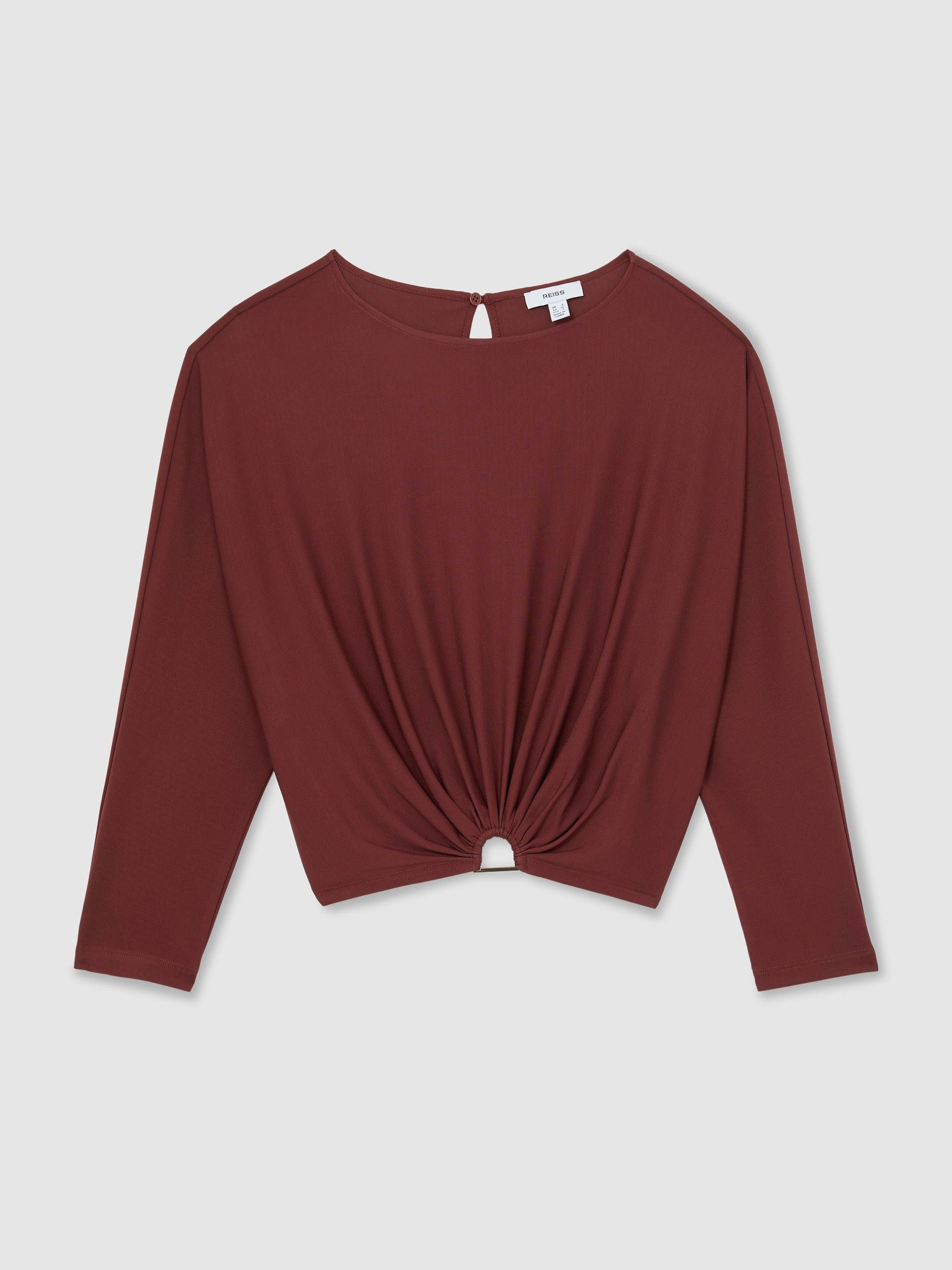 Jersey Hardware-Detail Cropped Top in Rust Orange - Image 2 of 9