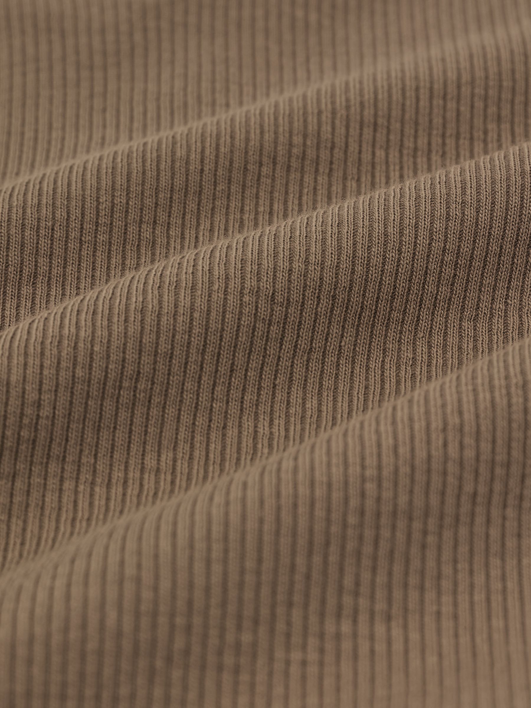 Cotton-Stretch High V-Neck T-Shirt in Camel - Image 6 of 6