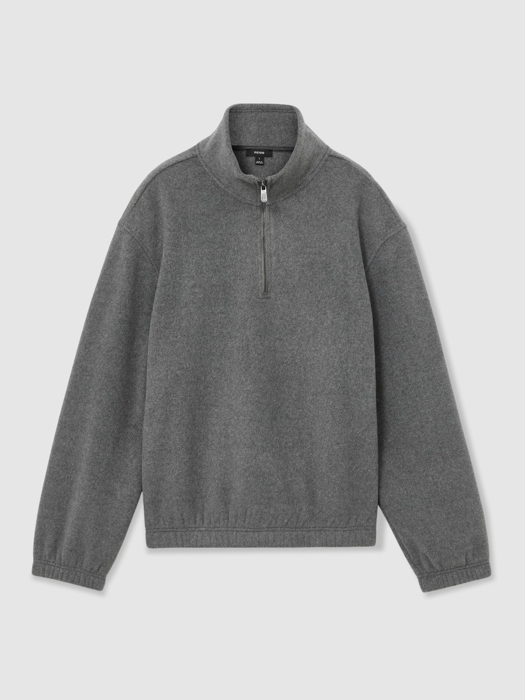 Fleece Quarter-Zip Sweatshirt in Charcoal Grey - Image 2 of 7