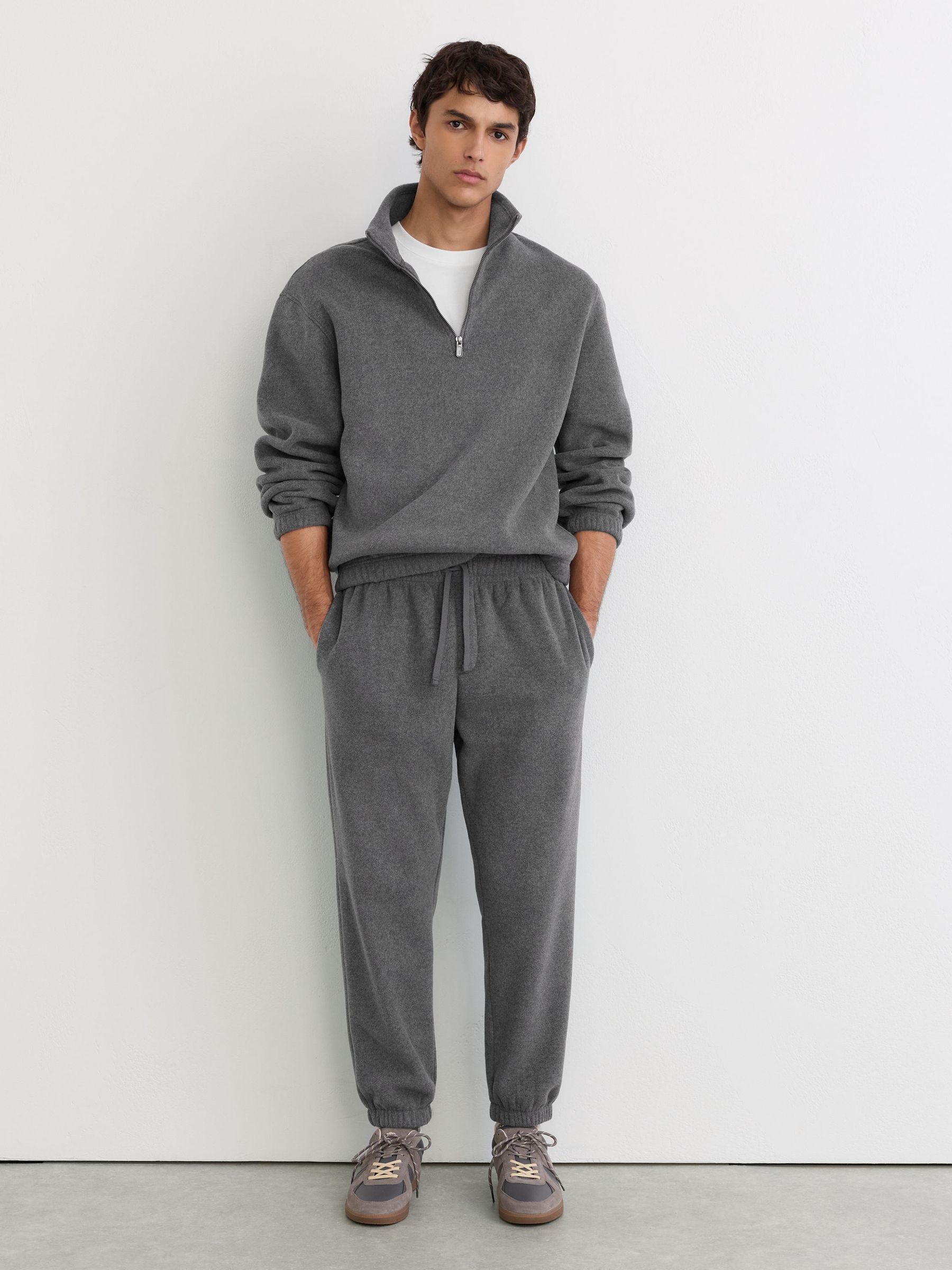Fleece Quarter-Zip Sweatshirt in Charcoal Grey - Image 3 of 7