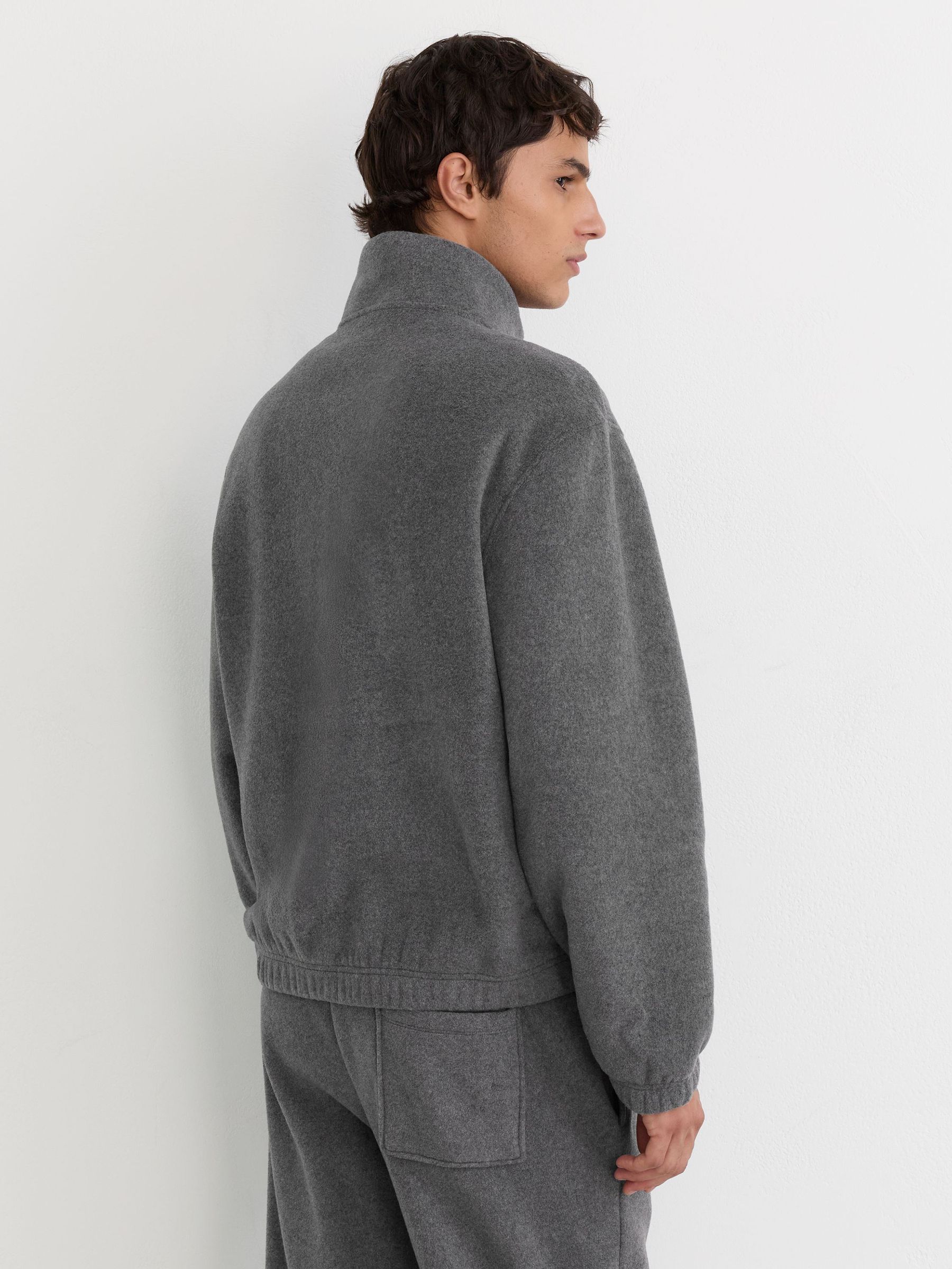 Fleece Quarter-Zip Sweatshirt in Charcoal Grey - Image 6 of 7