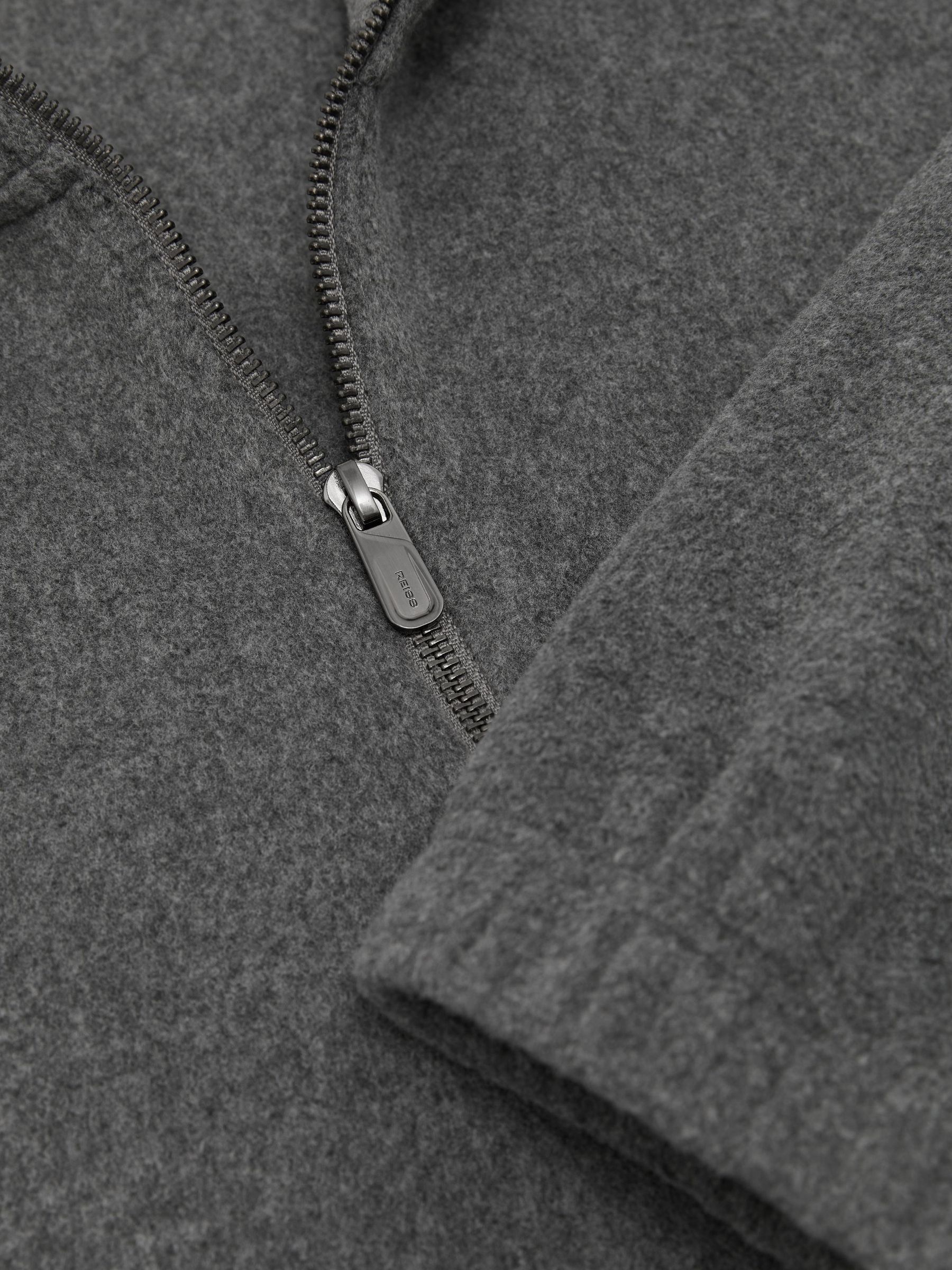 Fleece Quarter-Zip Sweatshirt in Charcoal Grey - Image 7 of 7