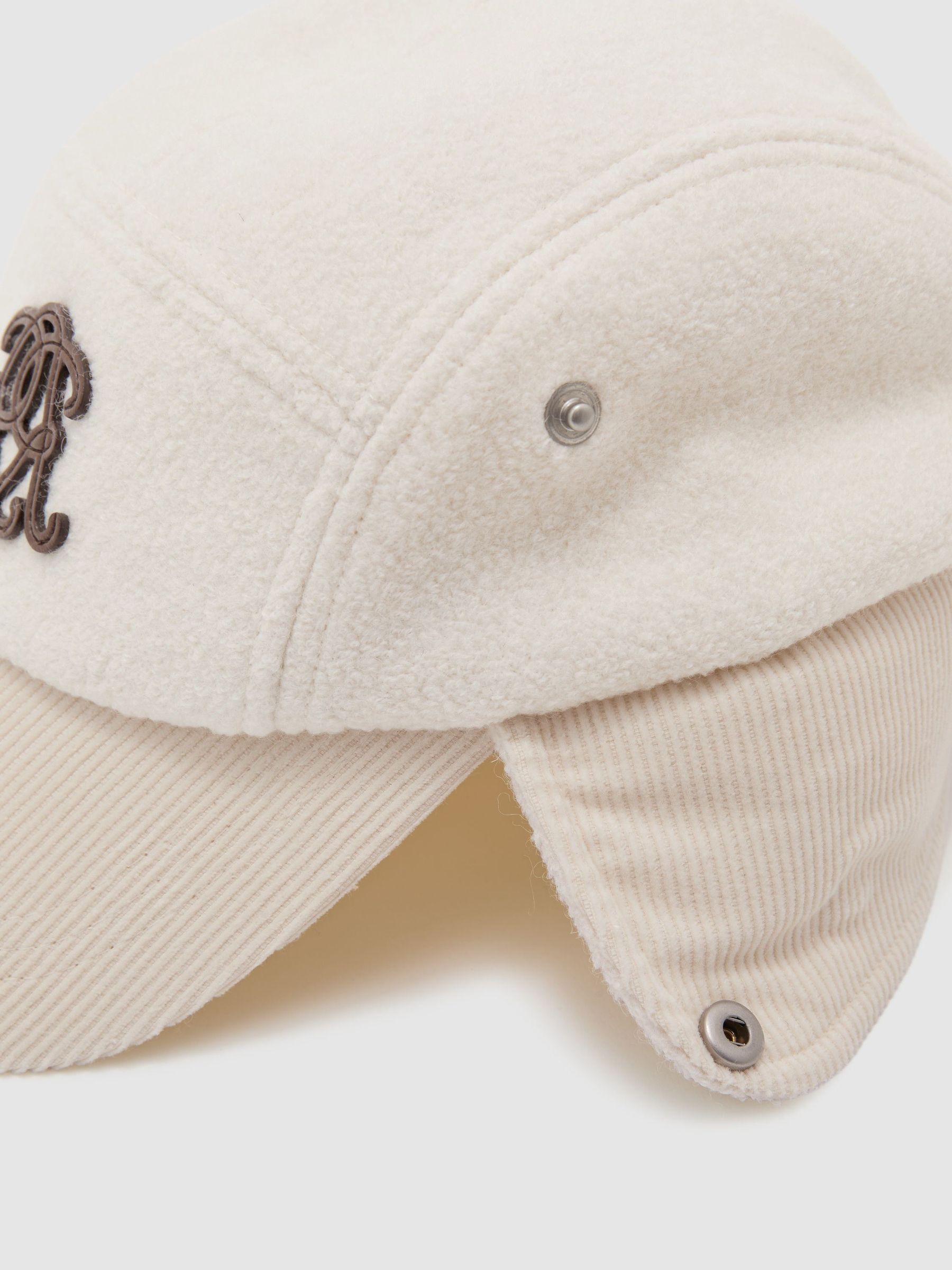 Monogram Bouclé Corduroy Trapper Hat in White - Image 6 de 6