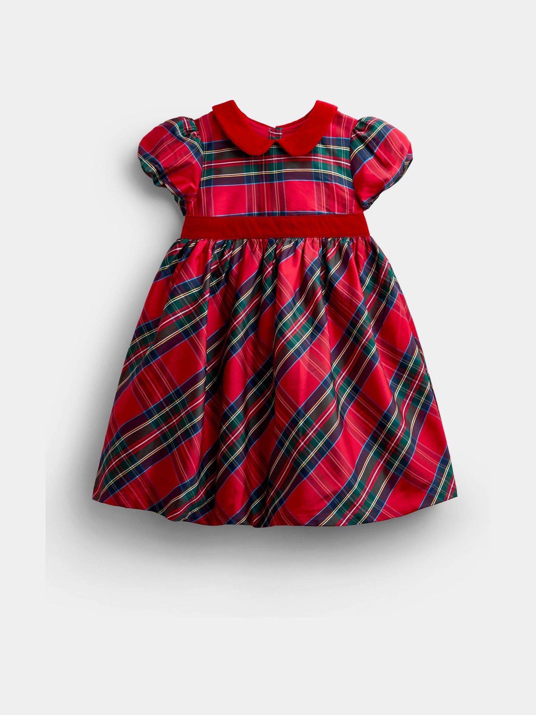 Burgundy Red Tartan Taffeta Dress - Image 1 of 4 Burgundy Red Tartan Taffeta Dress - Image 1 of 4