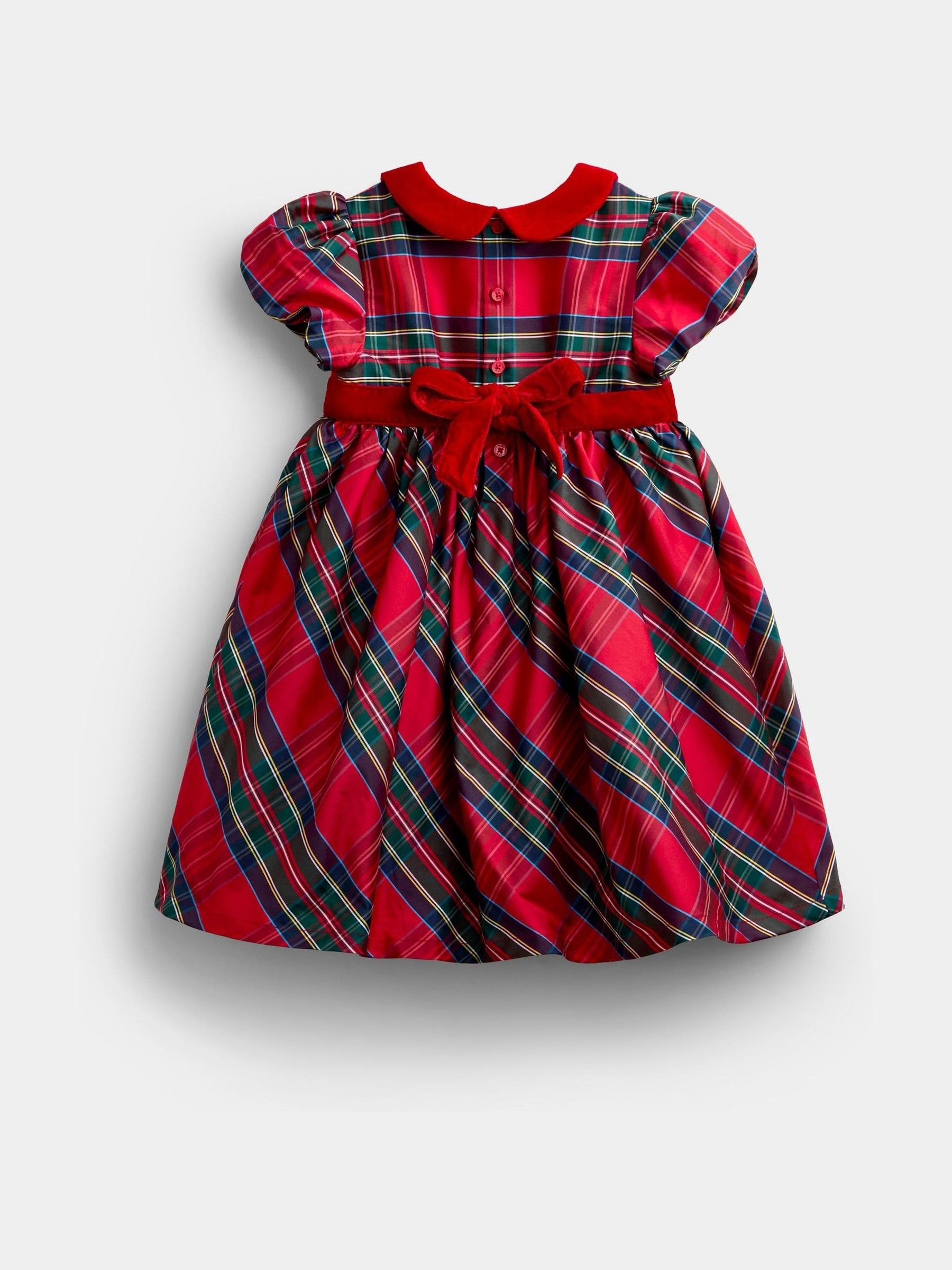 Burgundy Red Tartan Taffeta Dress - Image 2 of 4