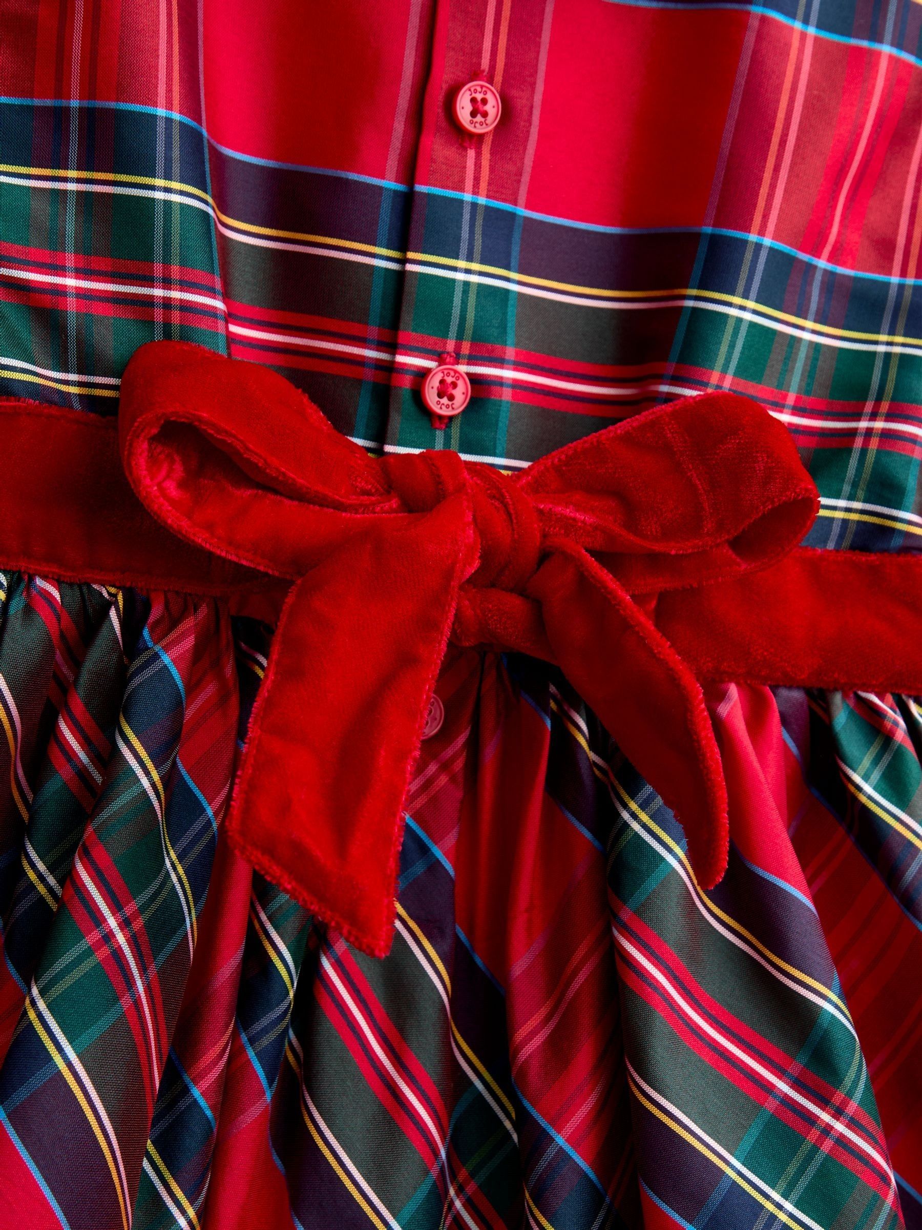 Burgundy Red Tartan Taffeta Dress - Image 4 of 4