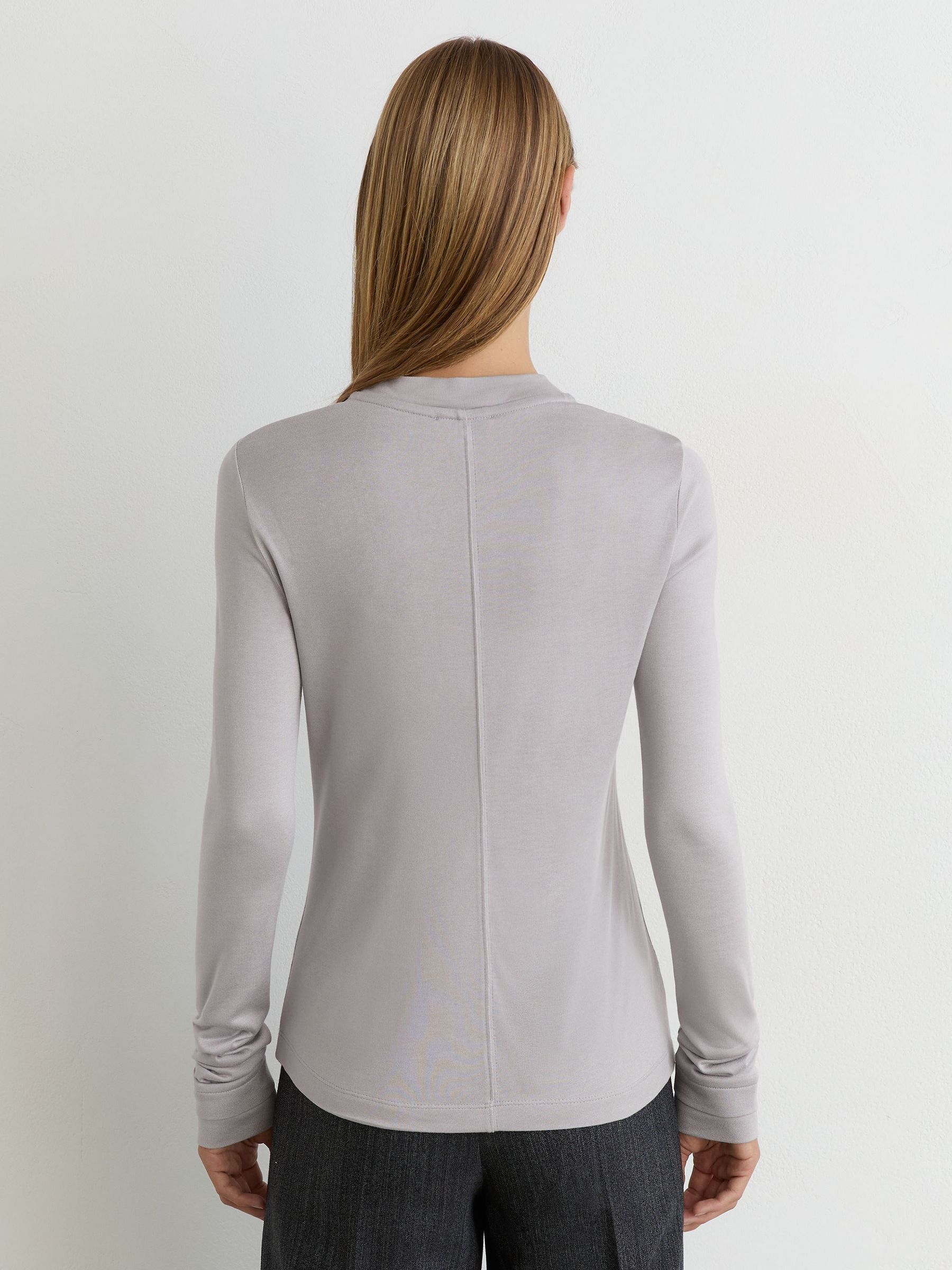 High V-Neck Long-Sleeve Top in Light Grey - Image 5 of 6