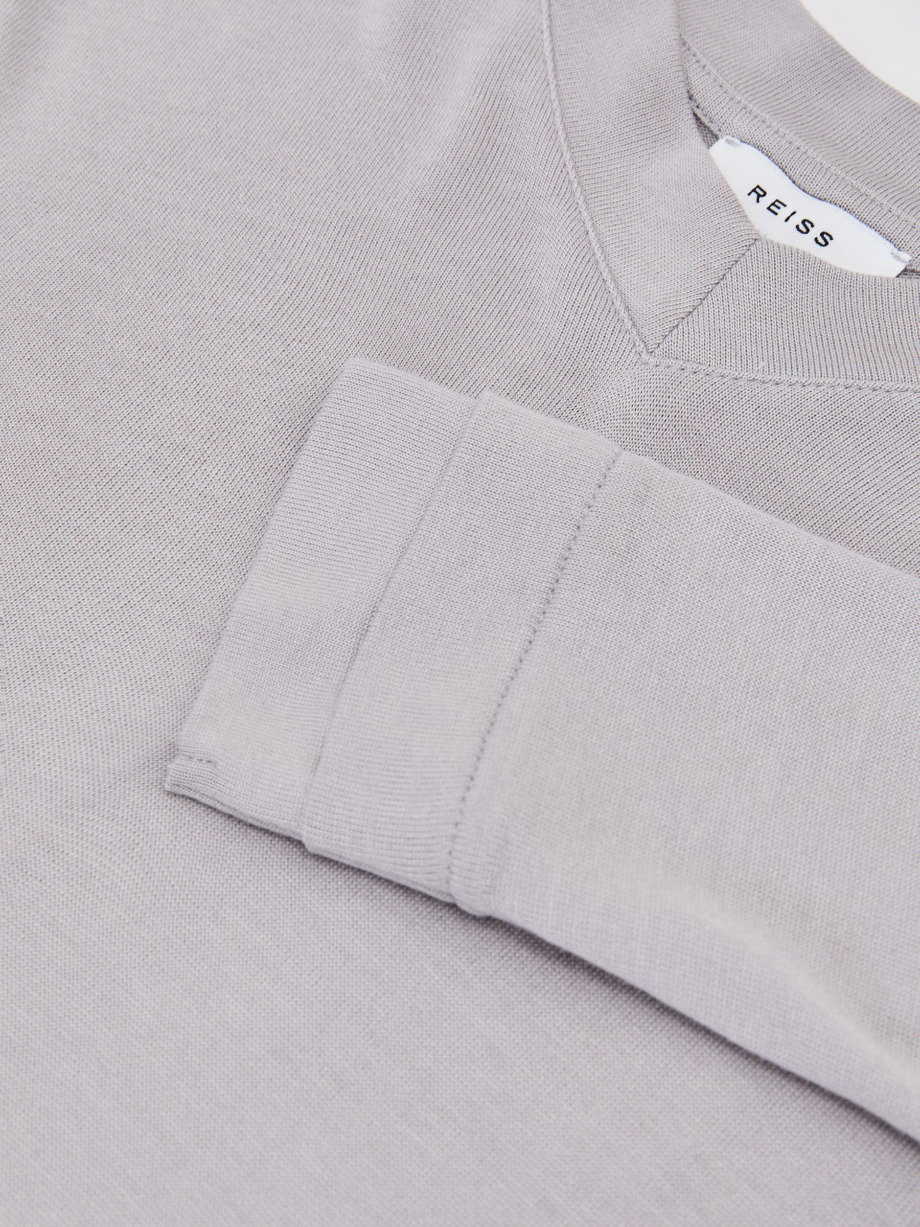 High V-Neck Long-Sleeve Top in Light Grey - Image 6 of 6
