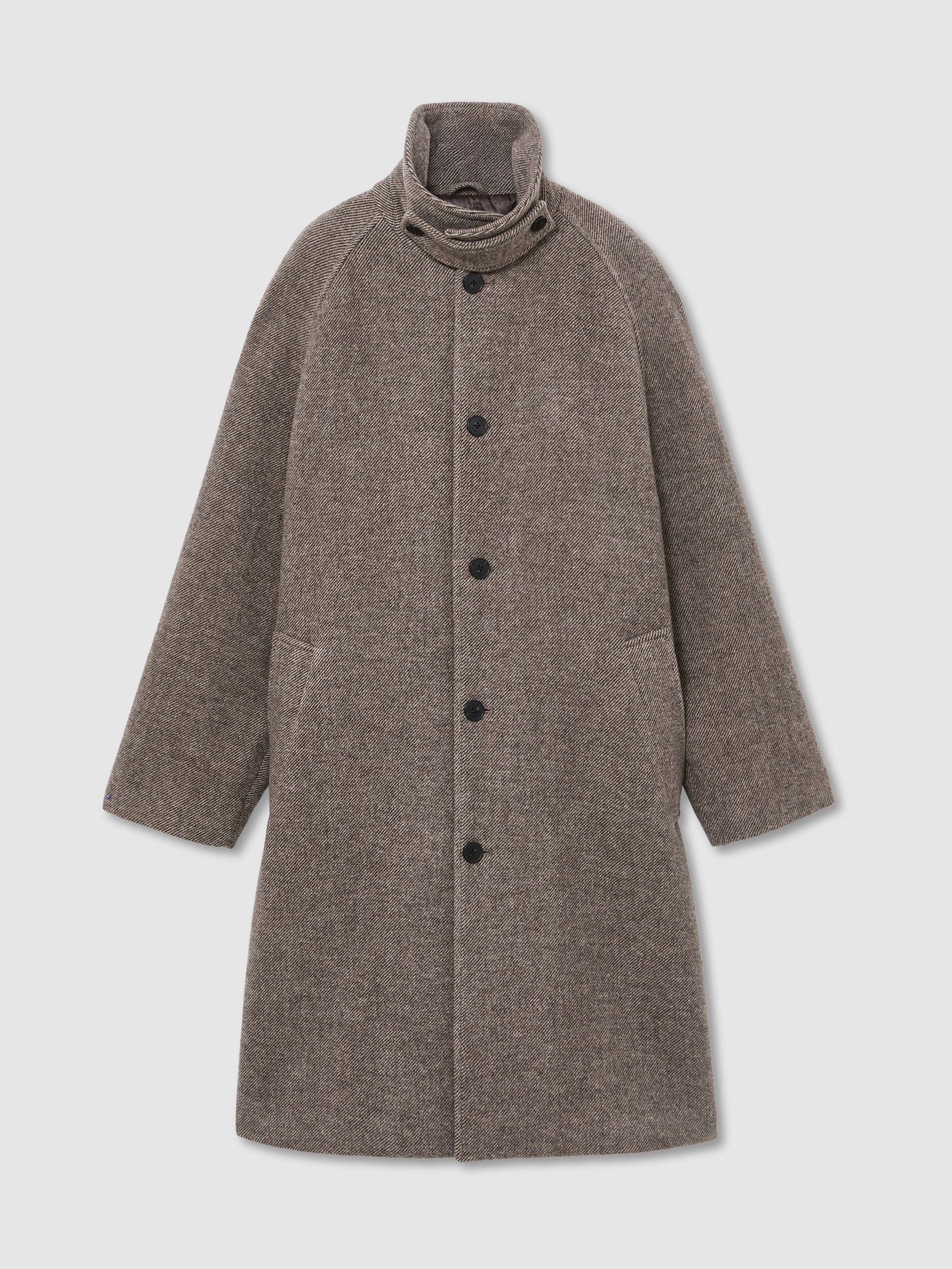Monogram Wool-Blend Twill Relaxed Raglan Overcoat in Brown - Image 2 of 10
