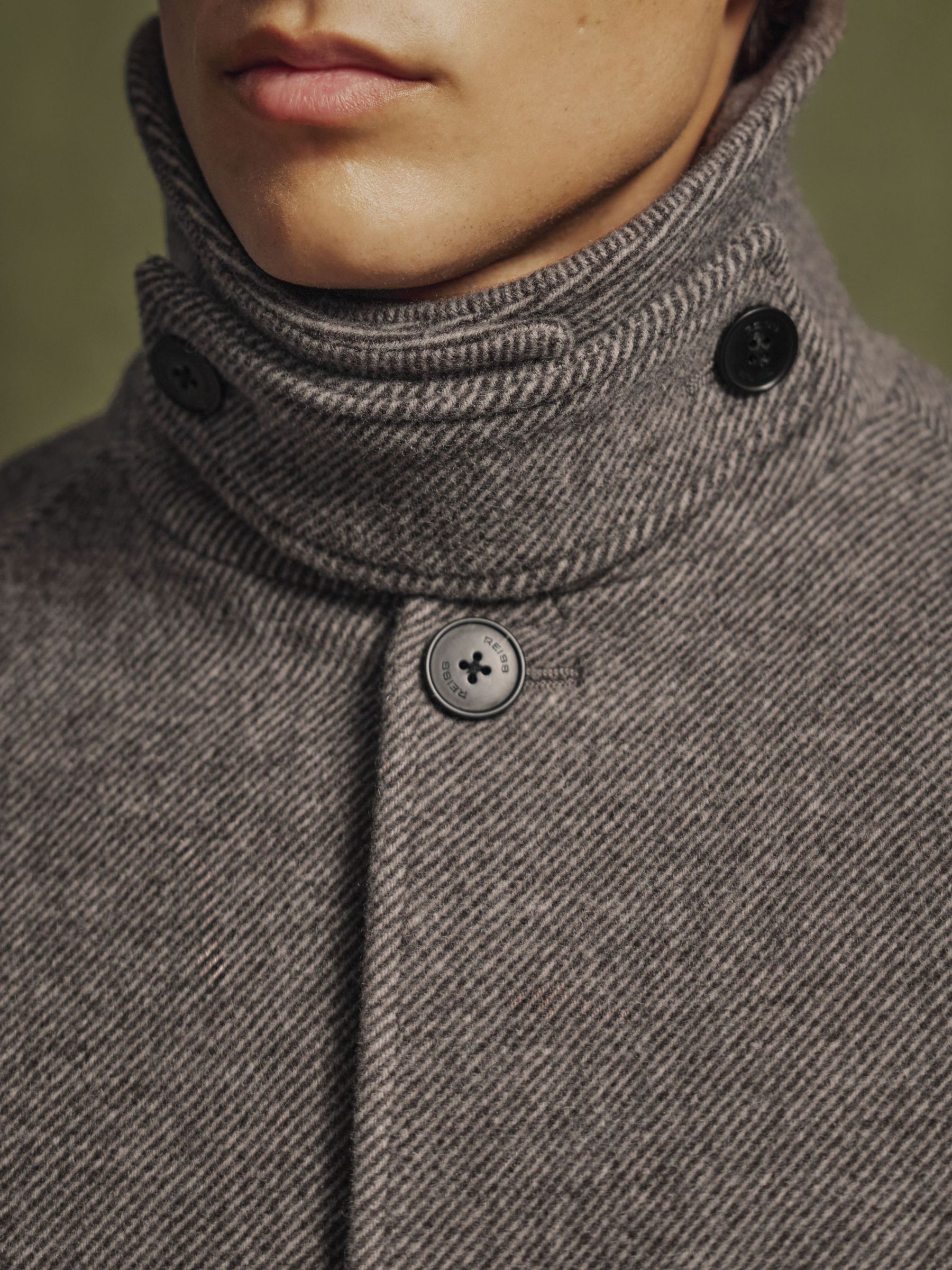 Monogram Wool-Blend Twill Relaxed Raglan Overcoat in Brown - Image 4 of 10