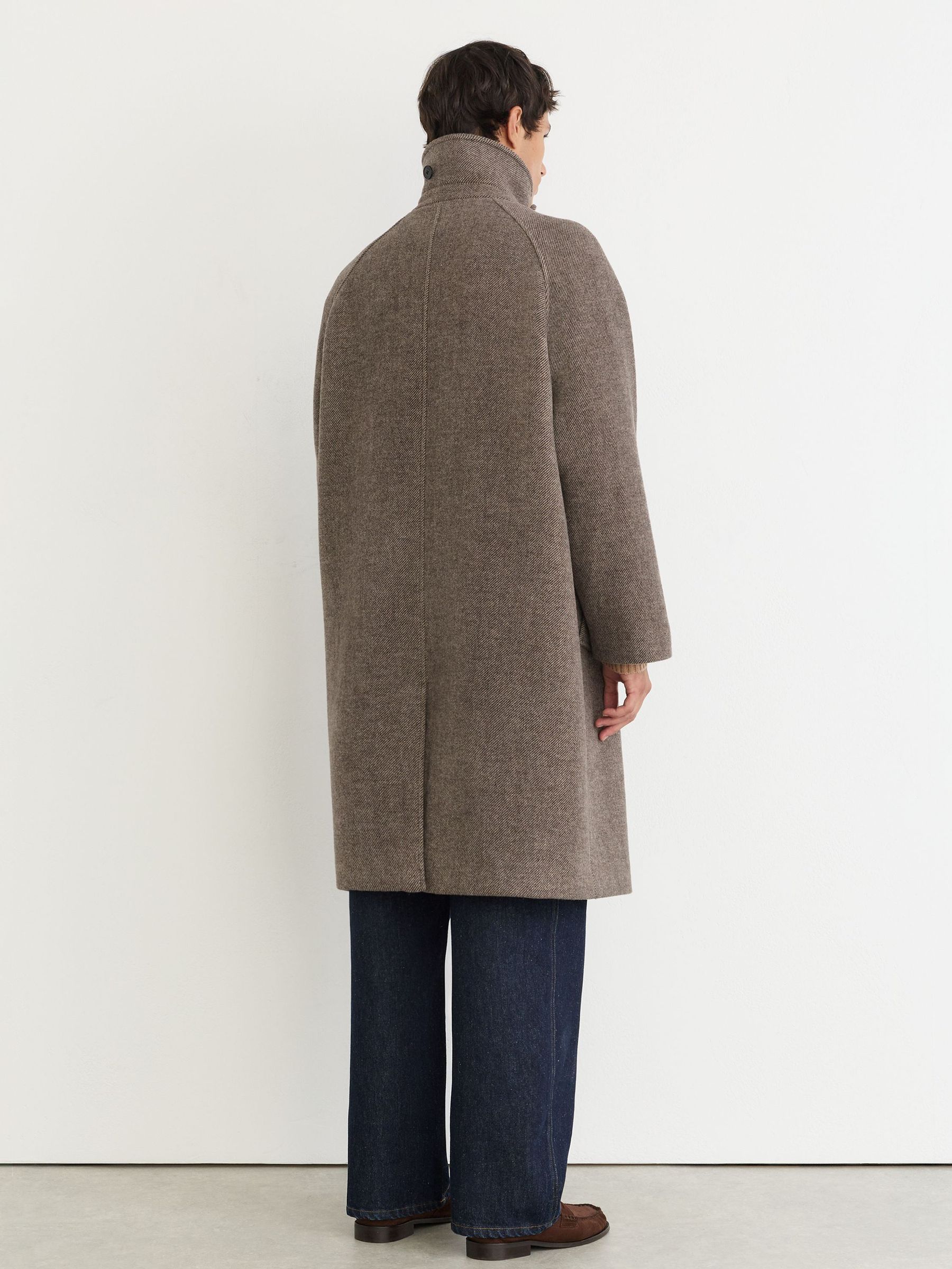 Monogram Wool-Blend Twill Relaxed Raglan Overcoat in Brown - Image 8 of 10