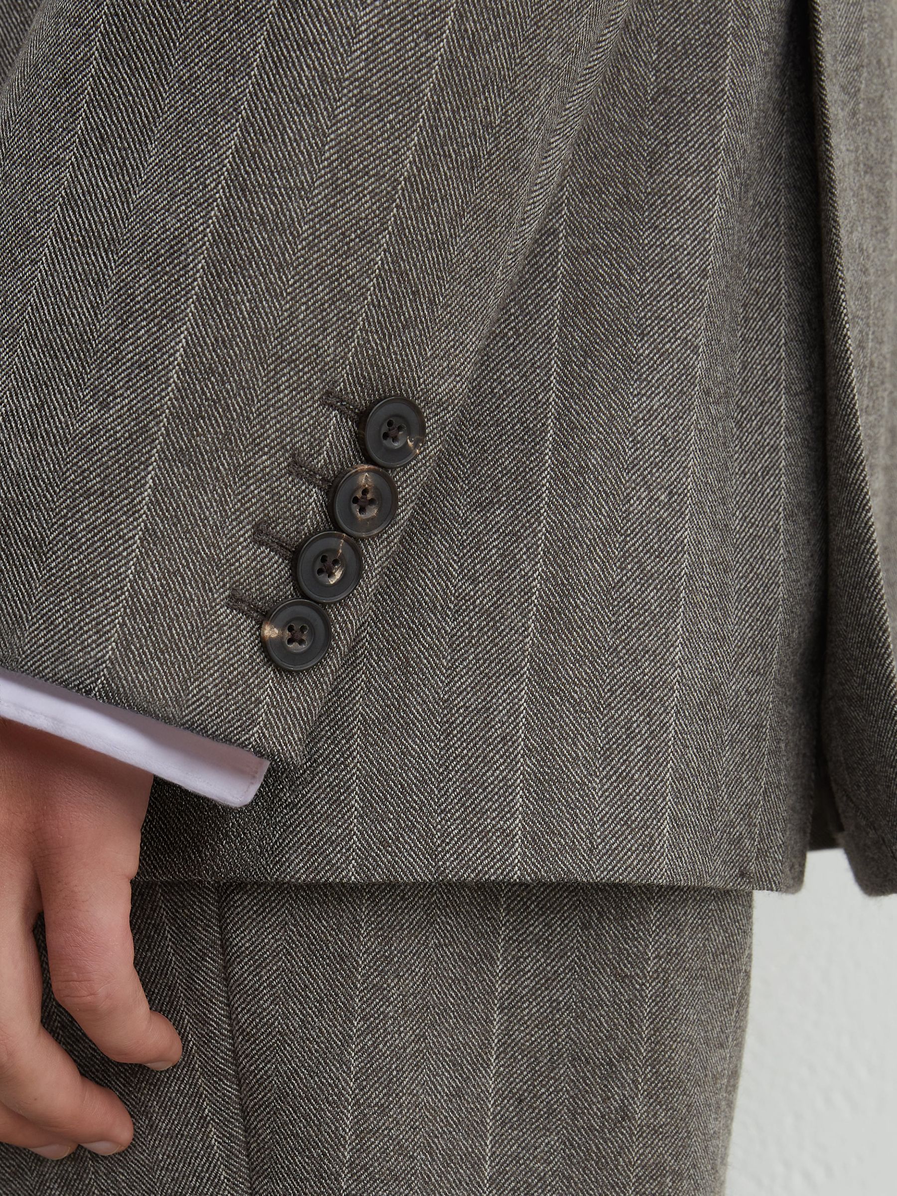 Classic Fit Wool Double-Breasted Pinstripe Suit Blazer in Grey - Image 5 of 10