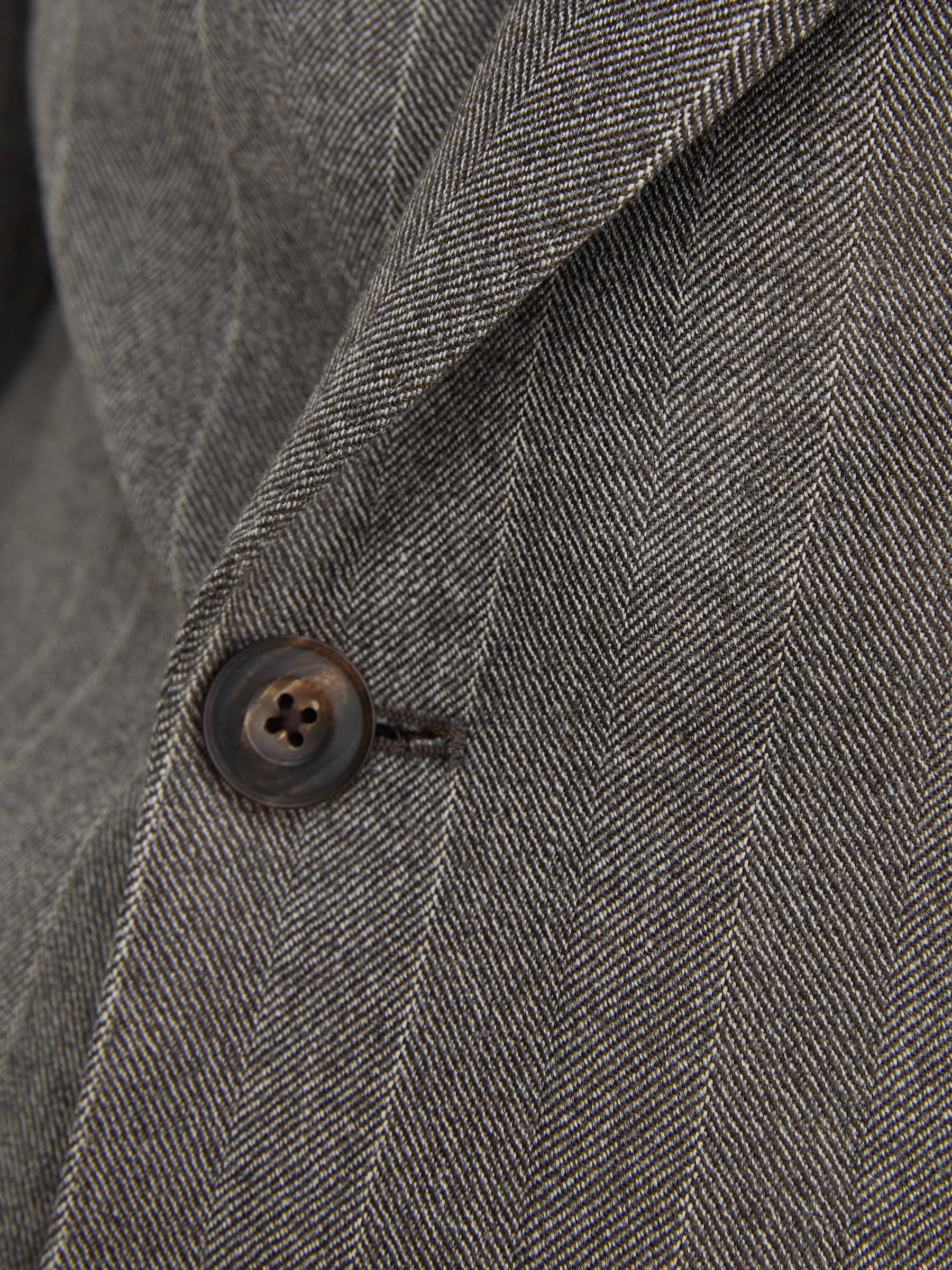 Classic Fit Wool Double-Breasted Pinstripe Suit Blazer in Grey - Image 8 of 10