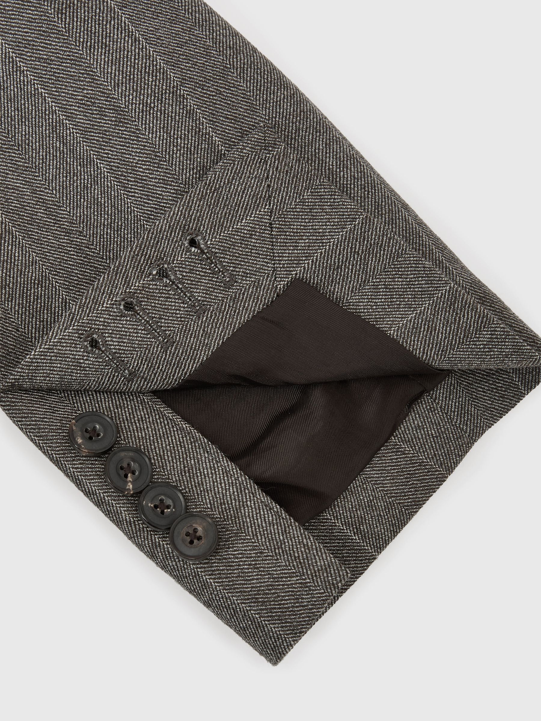 Classic Fit Wool Double-Breasted Pinstripe Suit Blazer in Grey - Image 9 of 10