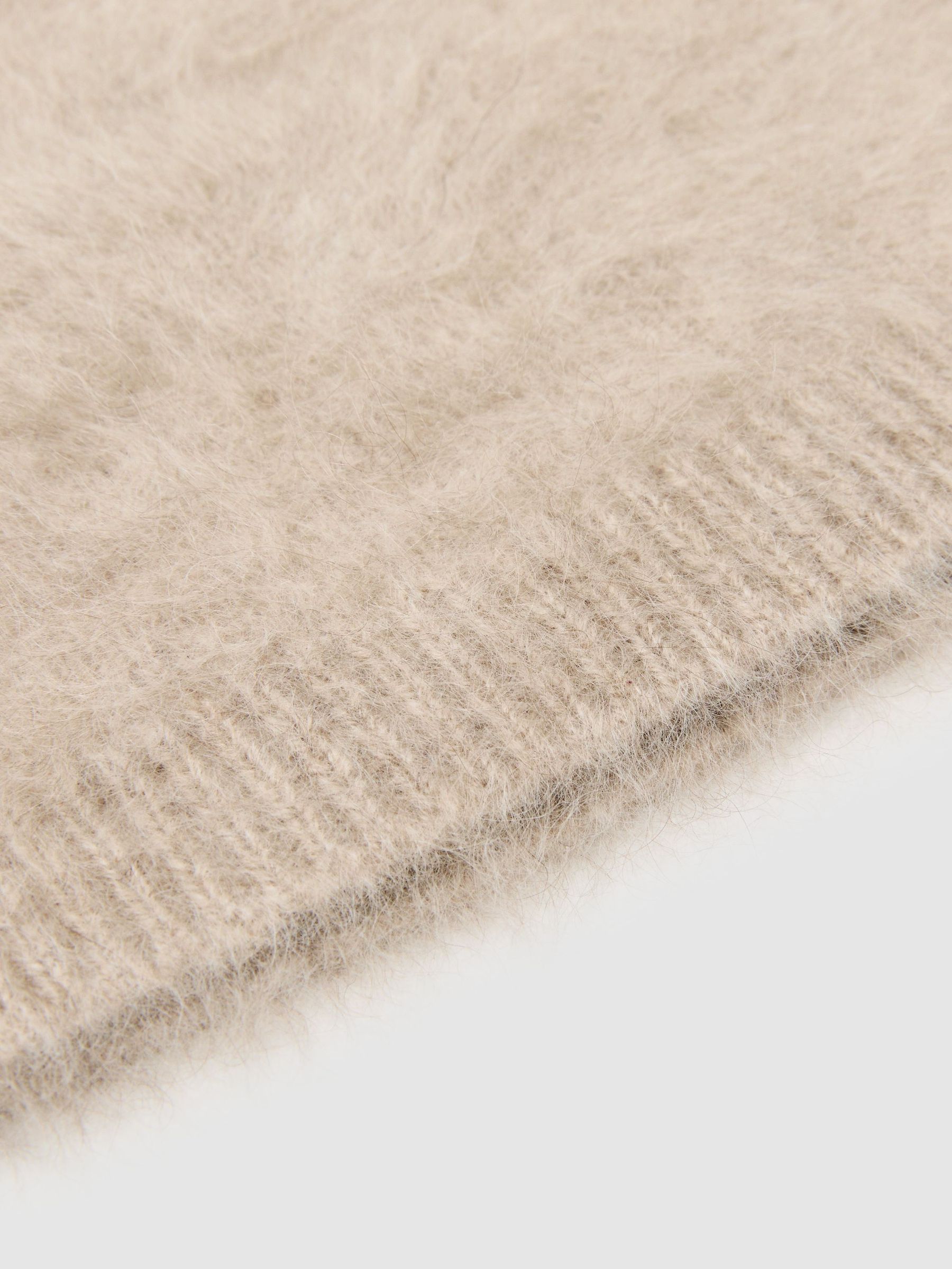 Brushed Cashmere Beanie Hat in Neutral - Image 3 of 4