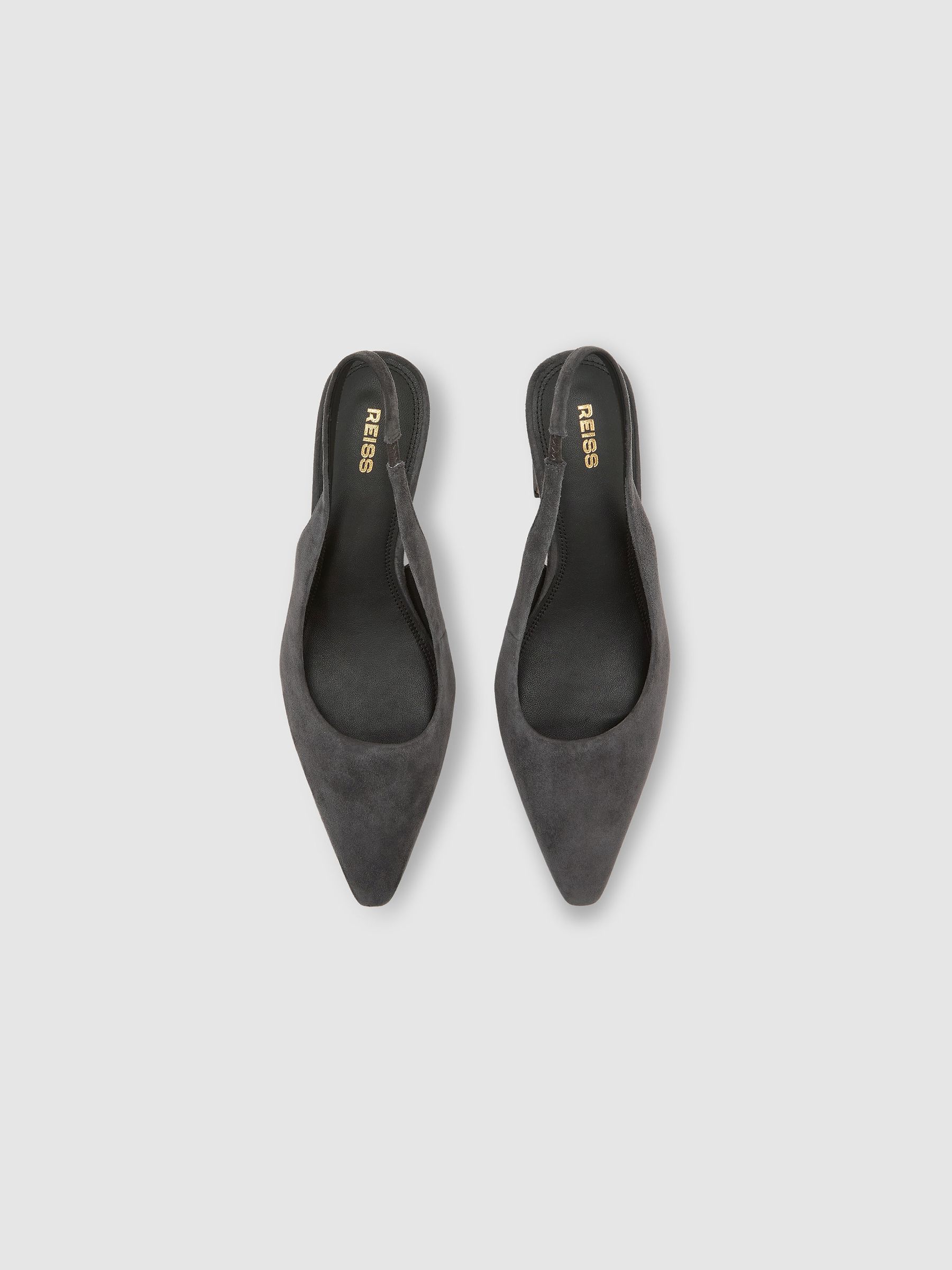 Leather Slingback Court Shoes in Grey - Image 3 of 5