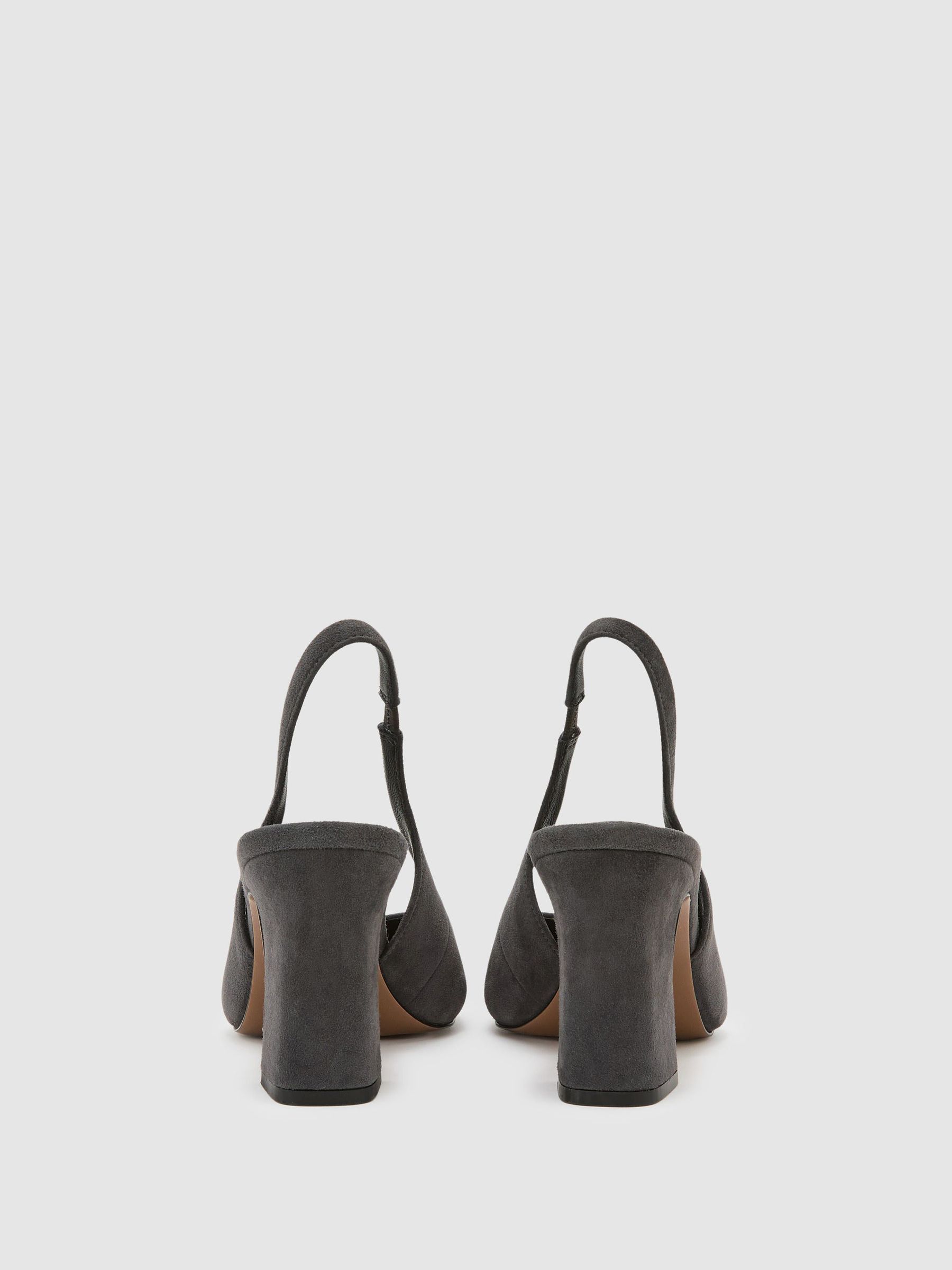 Leather Slingback Court Shoes in Grey - Image 4 of 5
