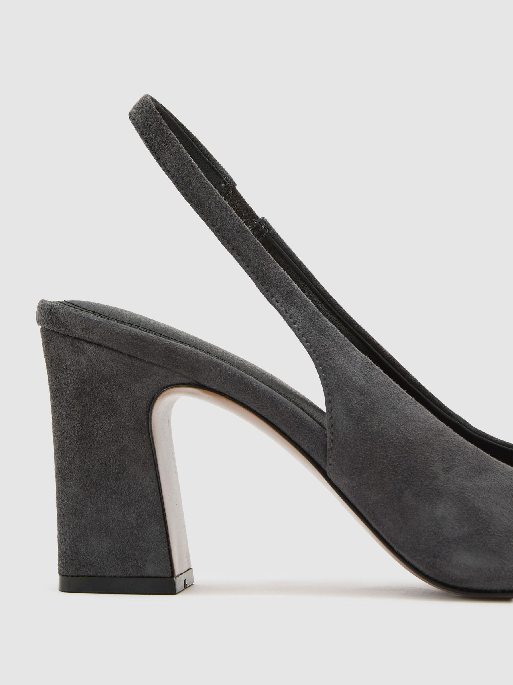 Leather Slingback Court Shoes in Grey - Image 5 of 5